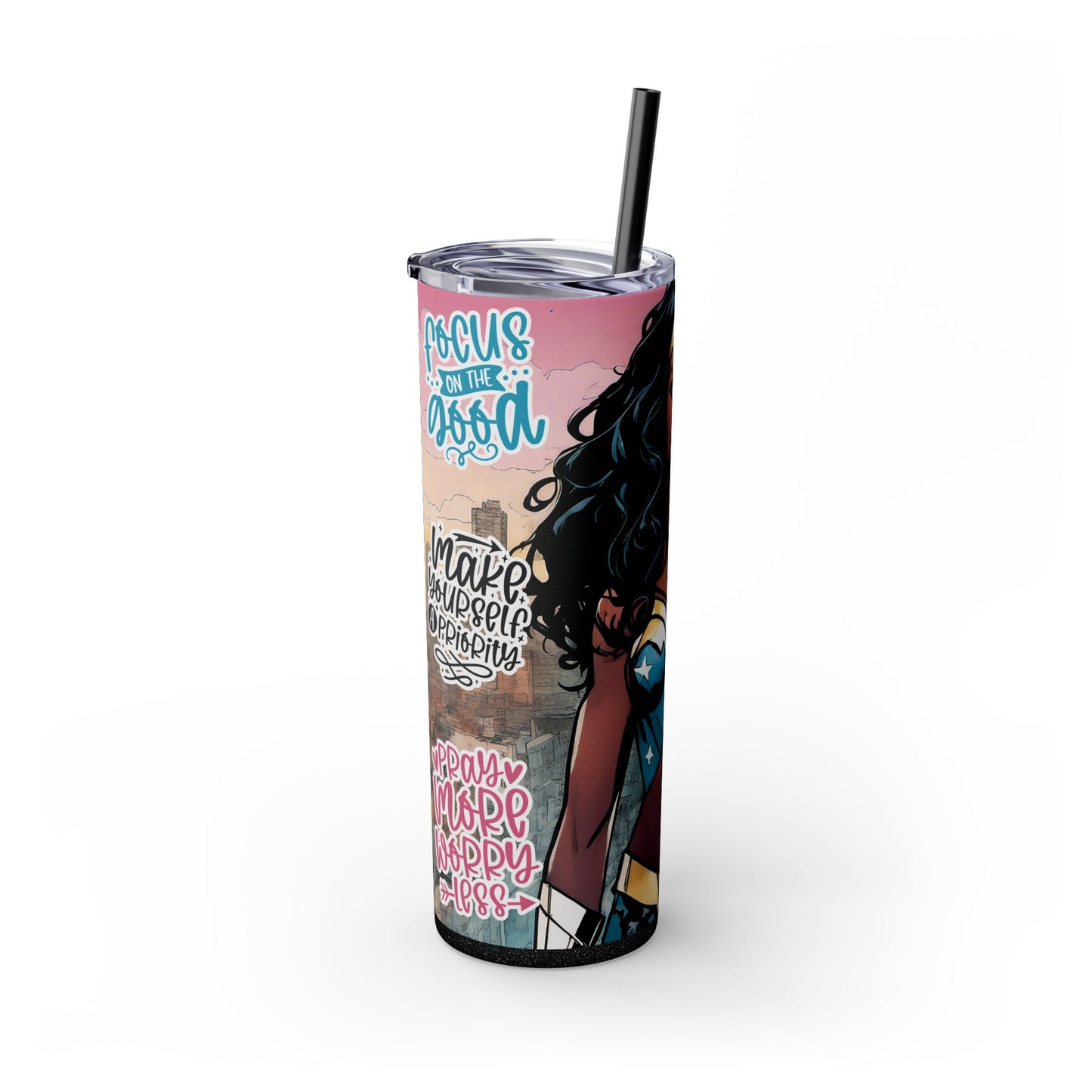 Black Warrior Princess Comic Tumbler - Slay the Day & Be Bold - Sippincity