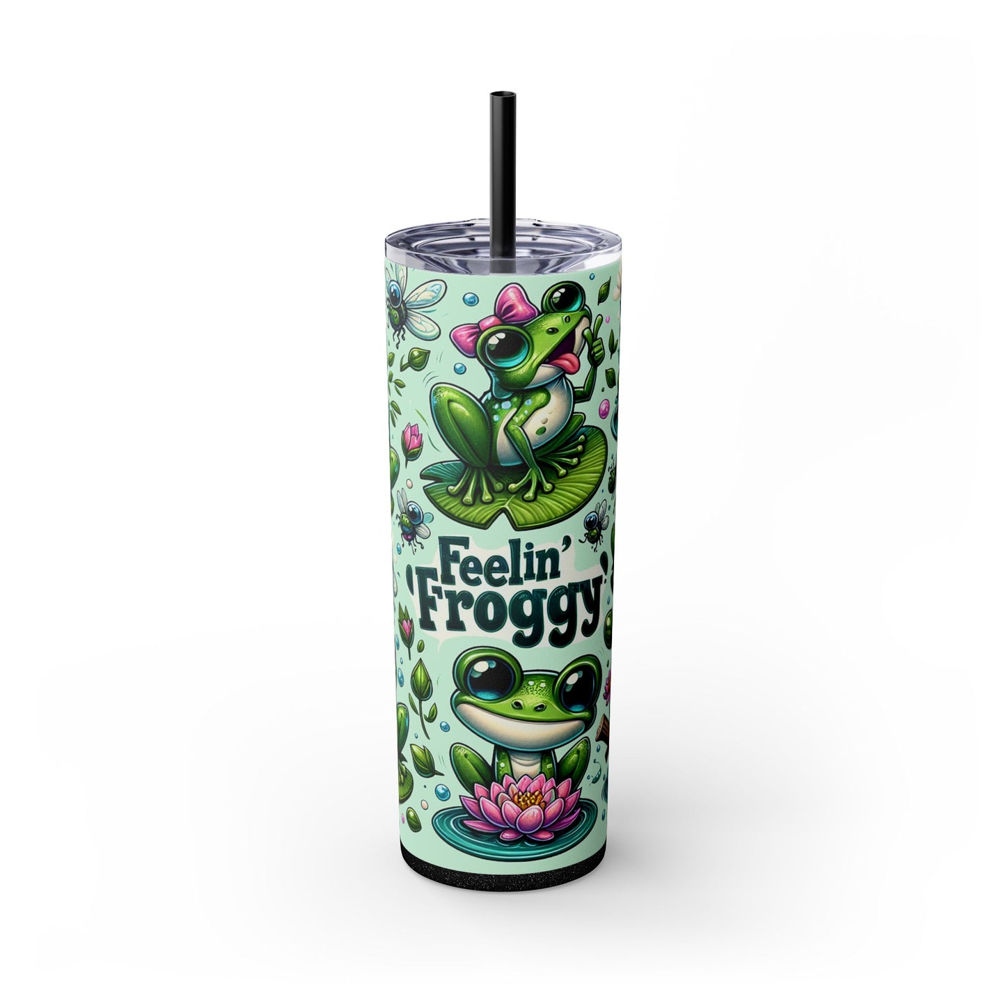 Cute Froggy Tumbler for Frog Fans – 20oz Skinny Cup with Straw