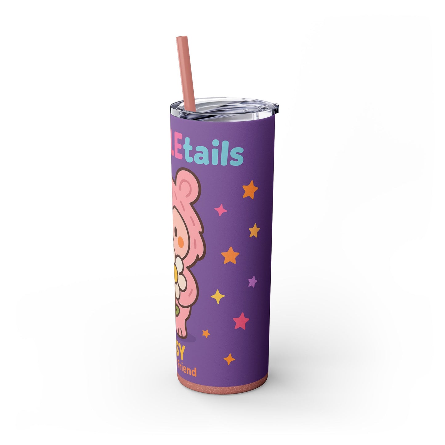 Daisy the Flower Friend | Wobbletails 20oz Skinny Purple Floral Kawaii Tumbler with Straw