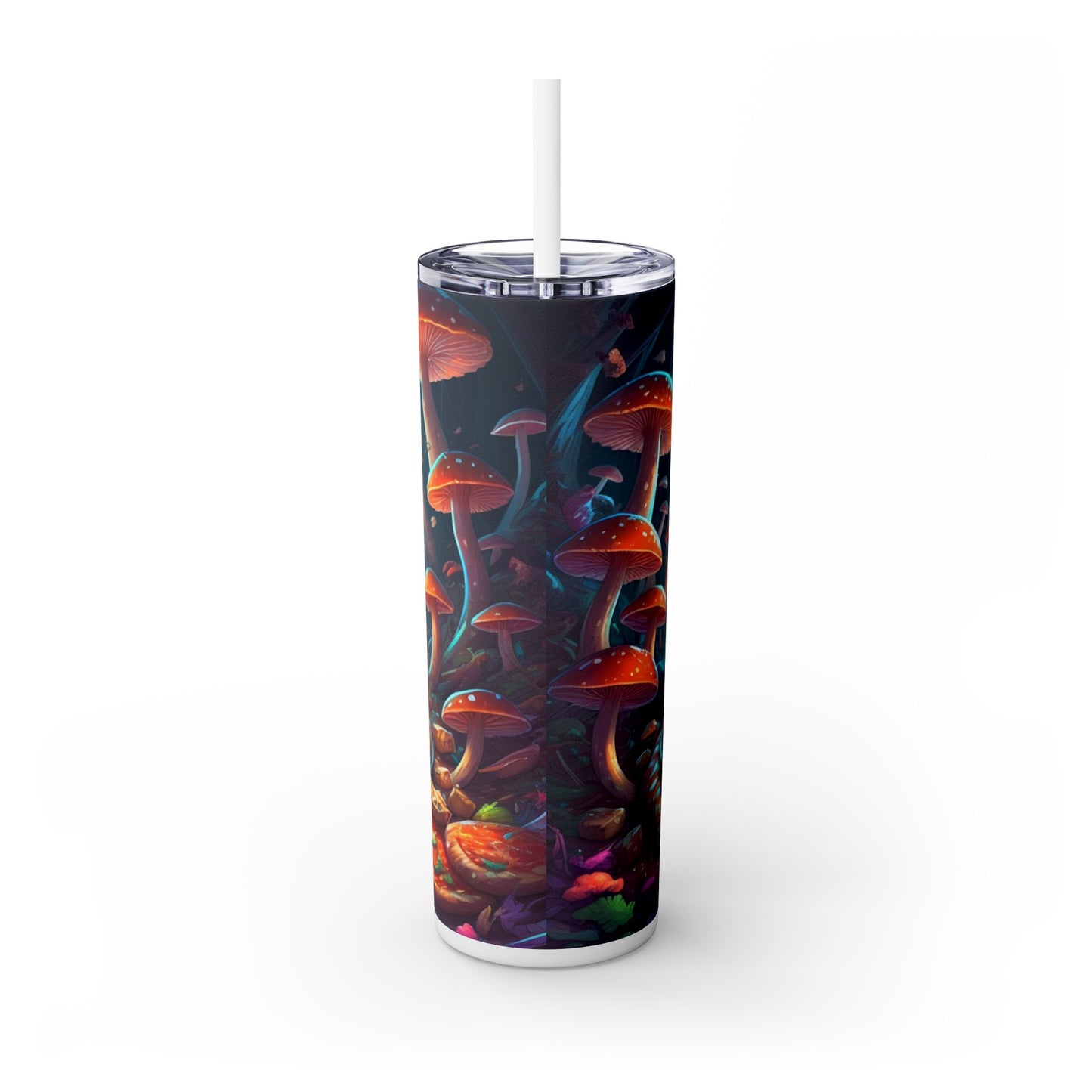 Whimsical Cat Eating Pizza Tumbler – Psychedelic Mushroom Drinkware - Sippincity
