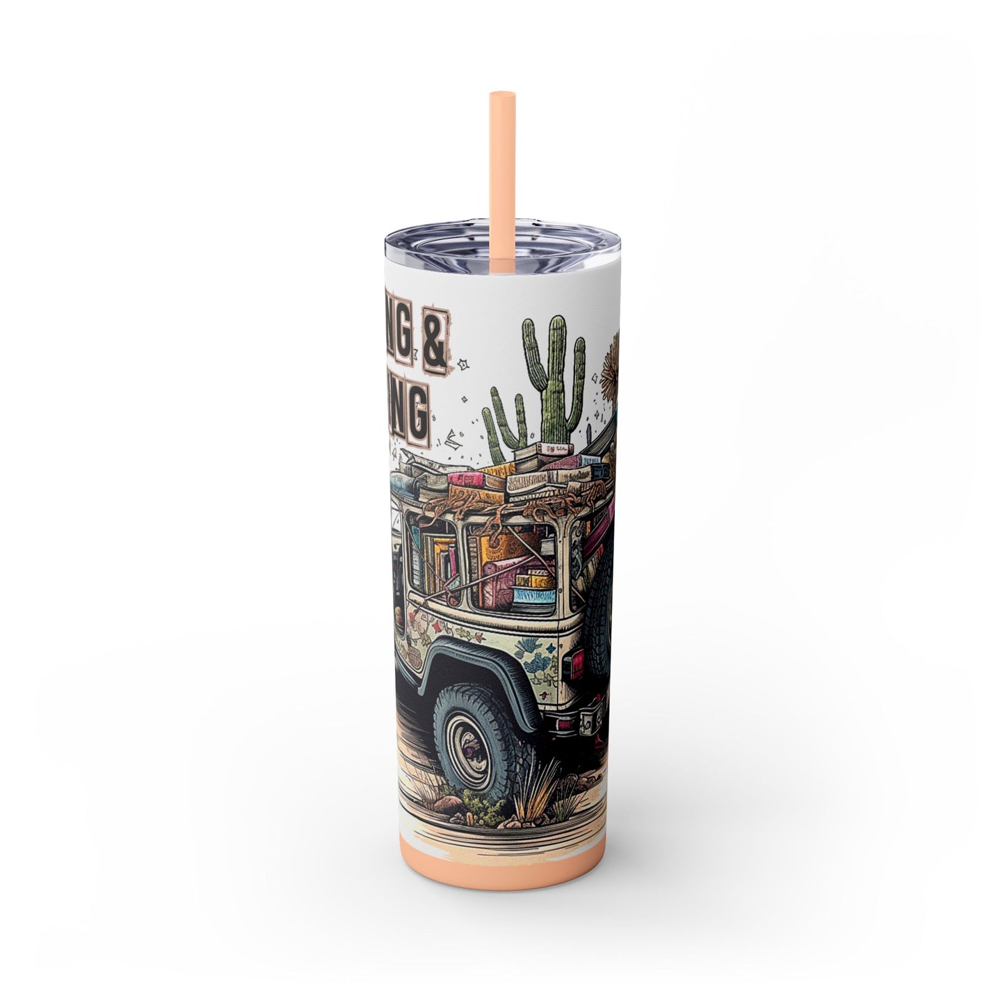 Reading & Roaming Adventure Tumbler – 20oz Skinny Book Lover Cup