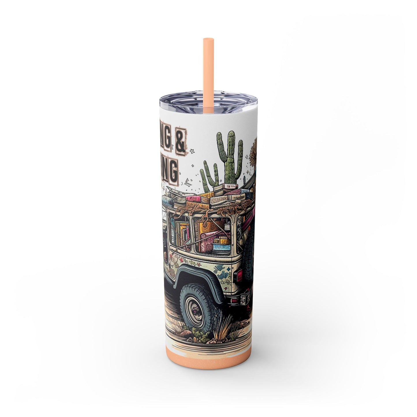 Reading & Roaming Adventure Tumbler – 20oz Skinny Book Lover Cup