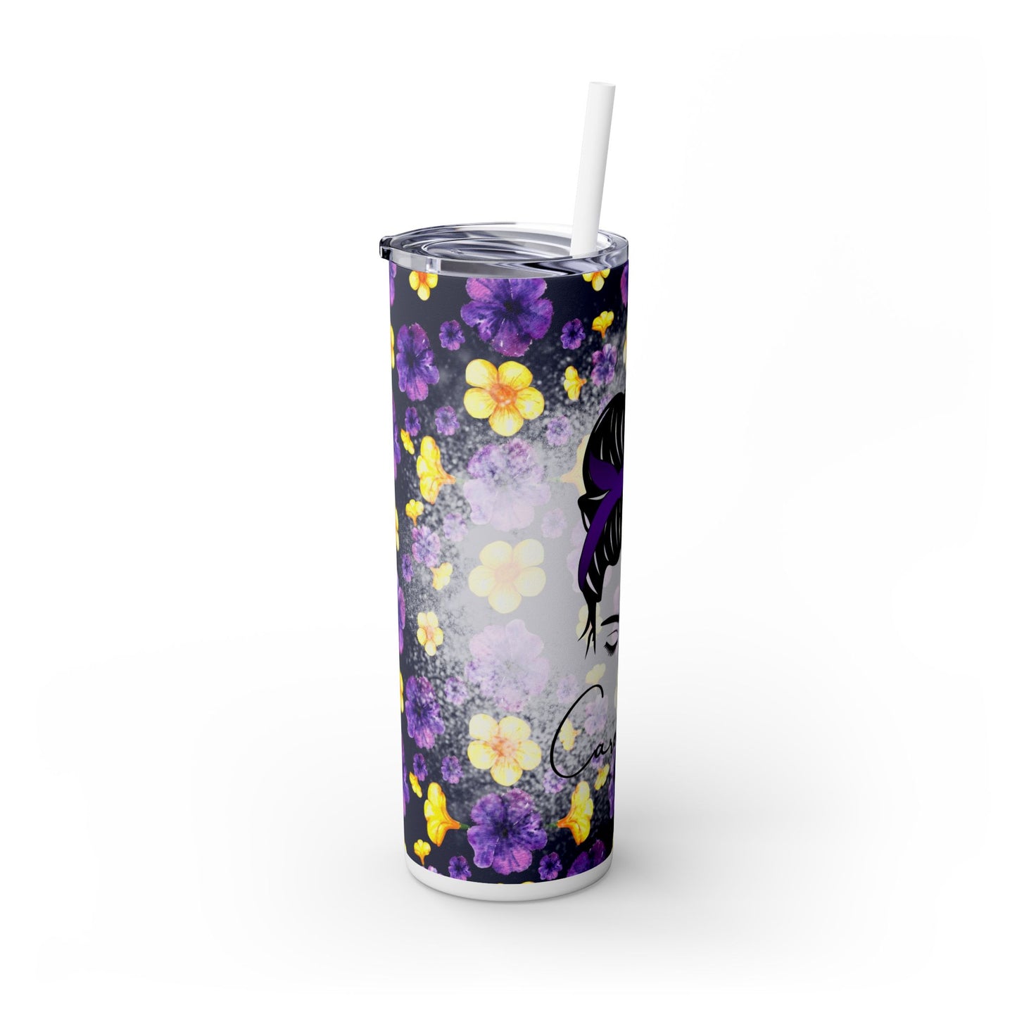 Caregiver Life 20 oz Skinny Tumbler – Messy Bun Design for Long Shifts - Sippincity