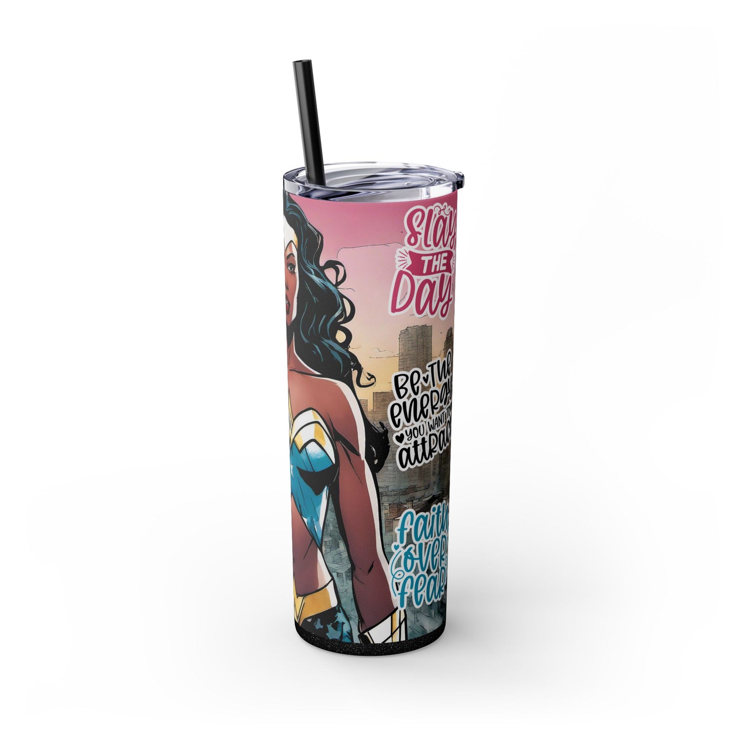 Black Warrior Princess Comic Tumbler - Slay the Day & Be Bold - Sippincity