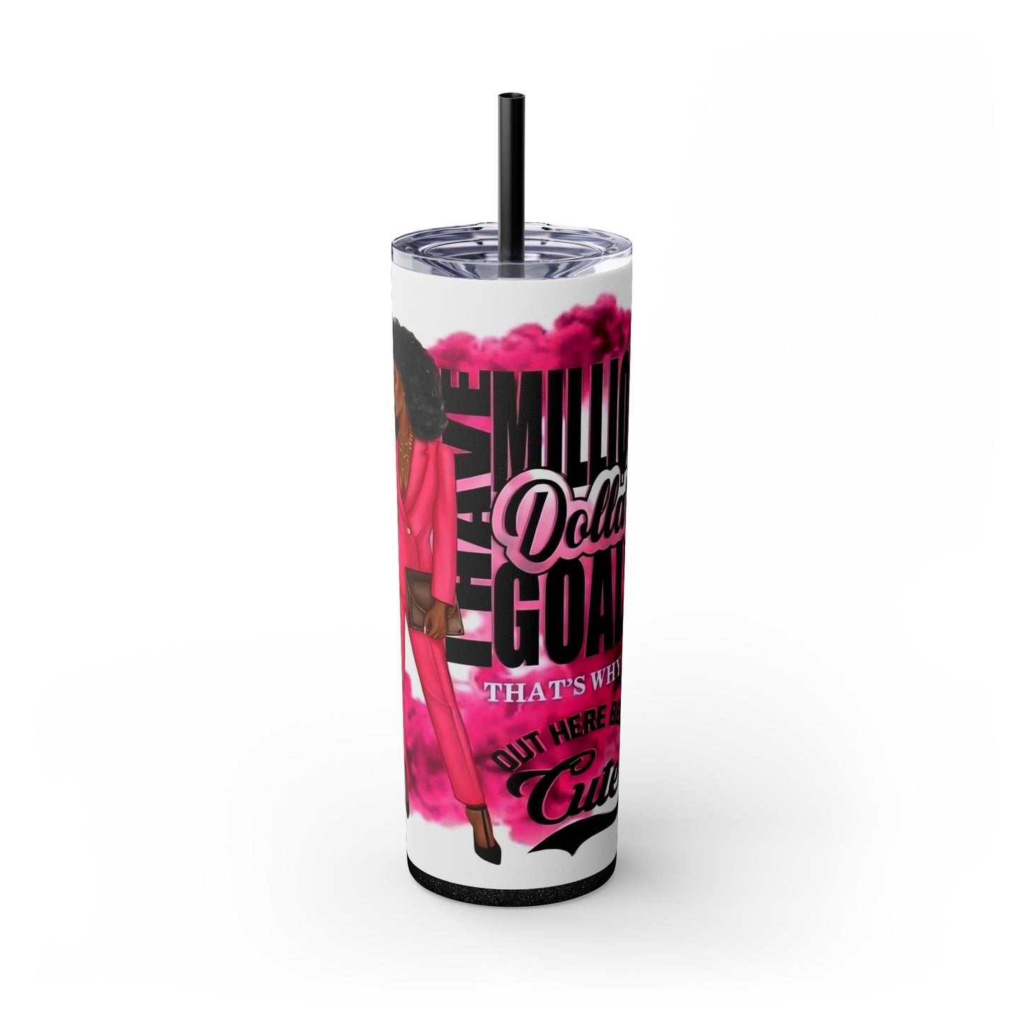 Afro Boss Babe Pink Tumbler - Million Dollar Goals Motivation - Sippincity