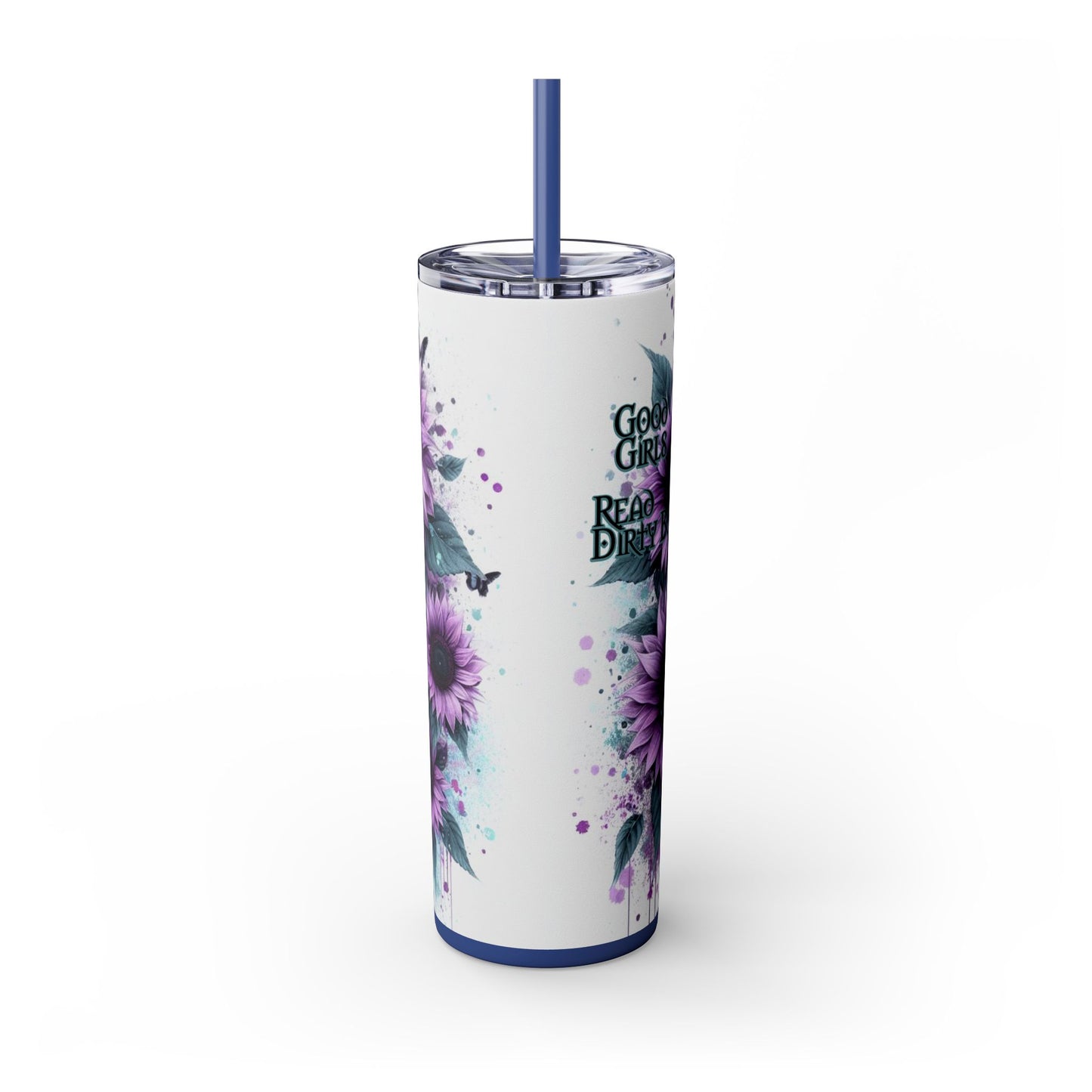 Good Girls Read Skinny Tumbler with Straw - 20oz Floral Design for Book Lovers - Sippincity