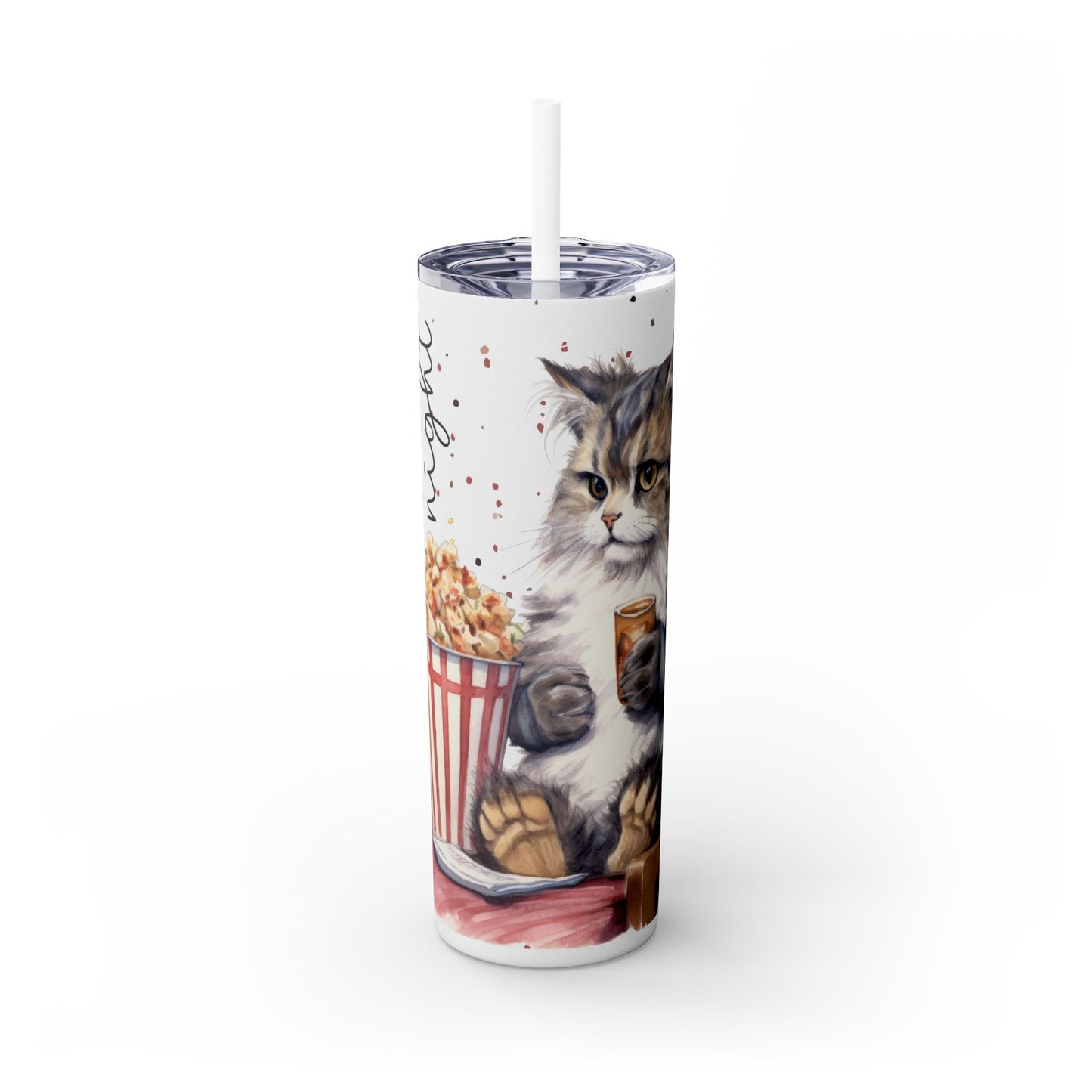 Funny Cat Movie Night Tumbler – Cozy Popcorn & Drink Cup - Sippincity