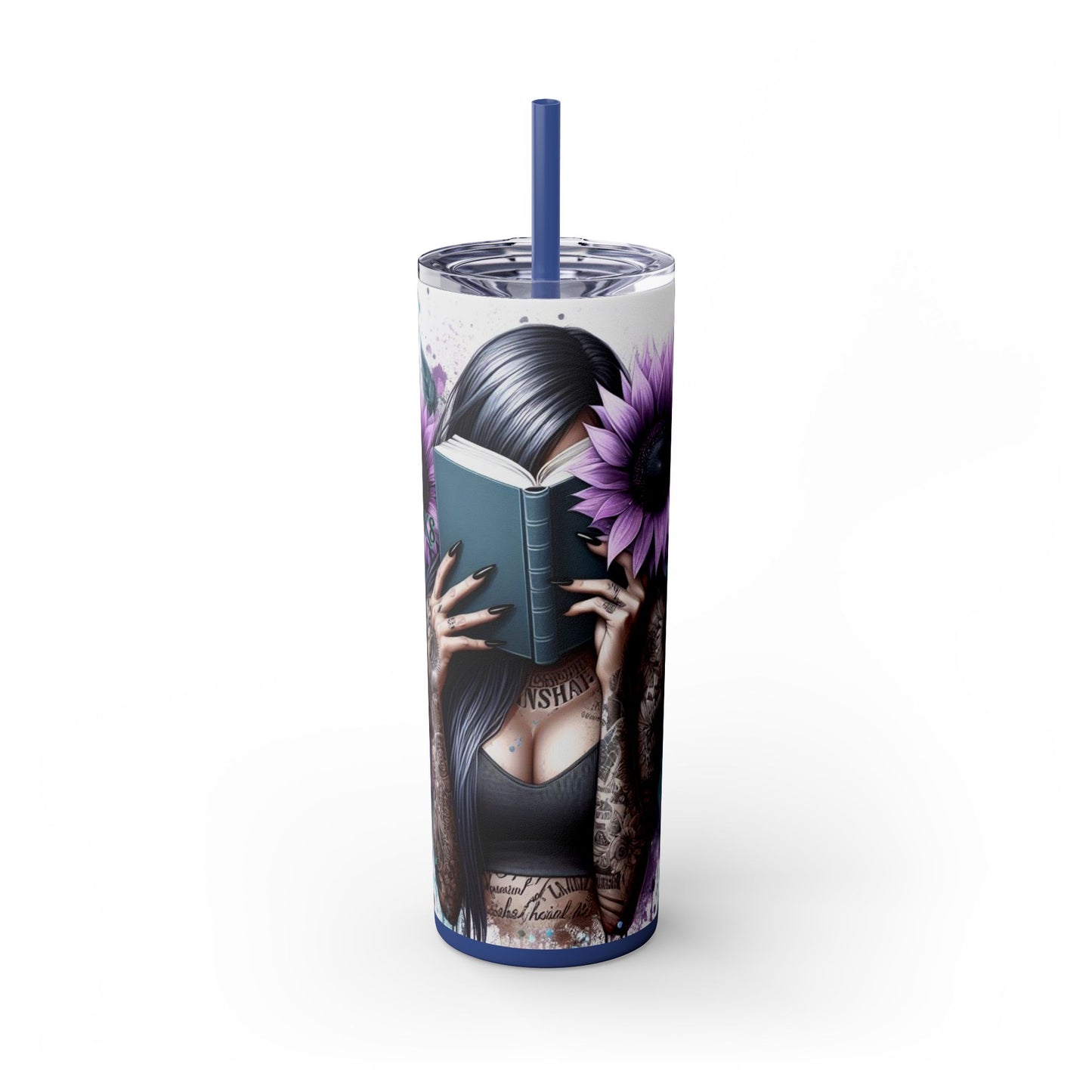 Good Girls Read Skinny Tumbler with Straw - 20oz Floral Design for Book Lovers - Sippincity