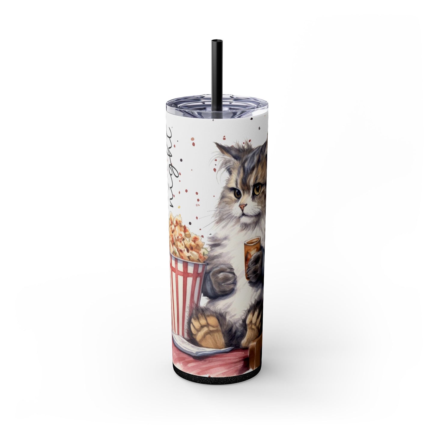 Funny Cat Movie Night Tumbler – Cozy Popcorn & Drink Cup - Sippincity