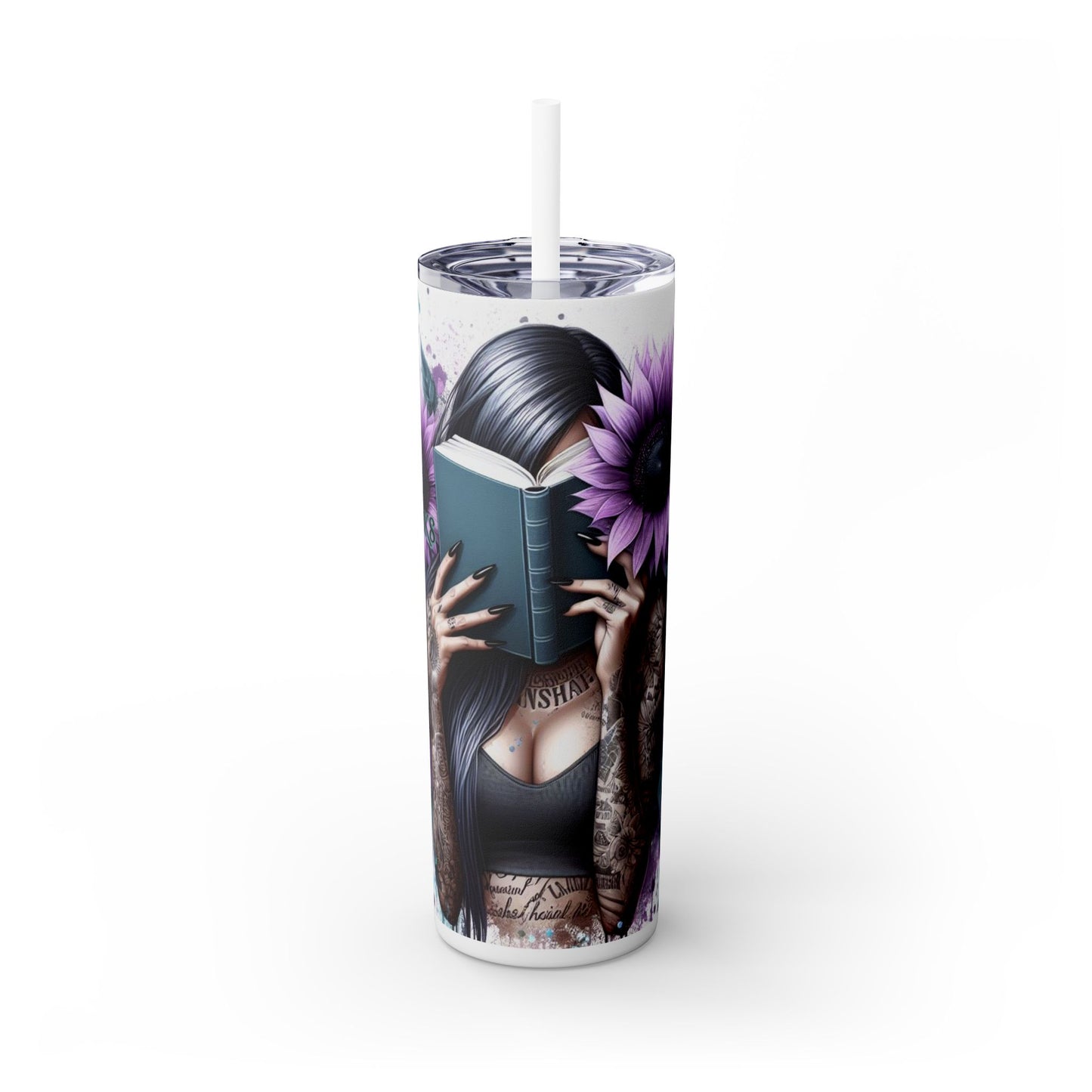 Good Girls Read Skinny Tumbler with Straw - 20oz Floral Design for Book Lovers - Sippincity