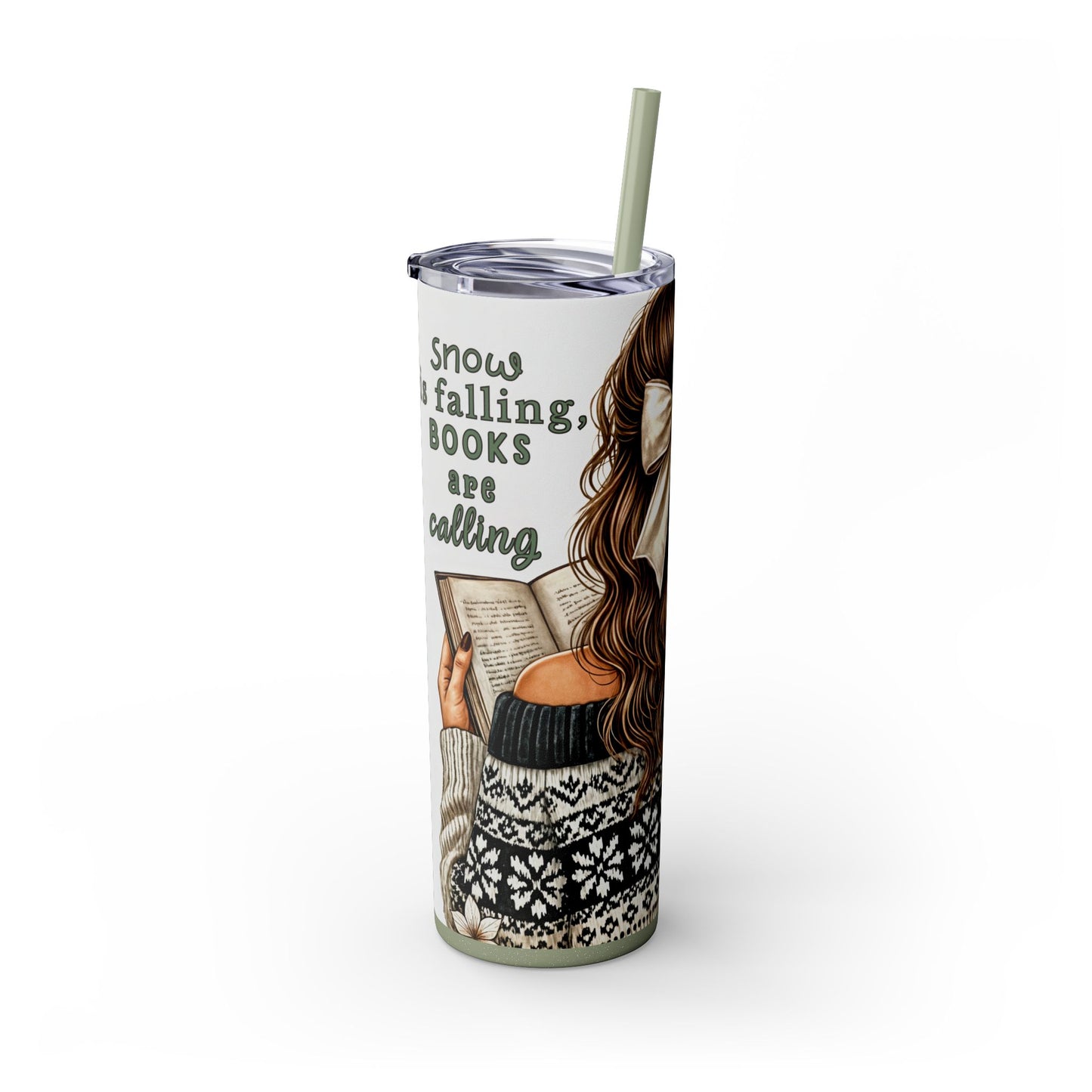 Cozy Winter Book Lover 20 oz Skinny Tumbler – Holiday Reading Vibes - Sippincity