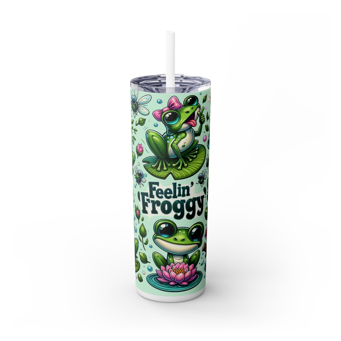 Cute Froggy Tumbler for Frog Fans – 20oz Skinny Cup with Straw