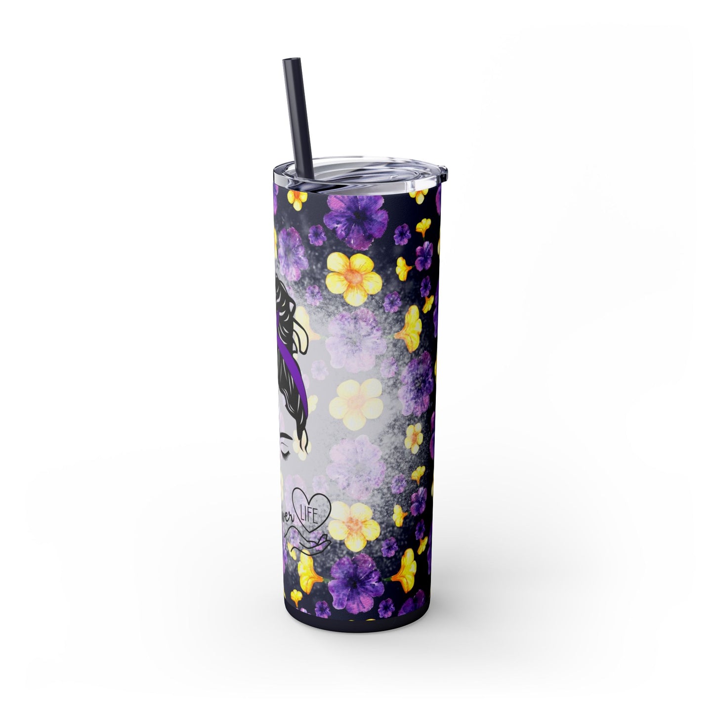 Caregiver Life 20 oz Skinny Tumbler – Messy Bun Design for Long Shifts - Sippincity