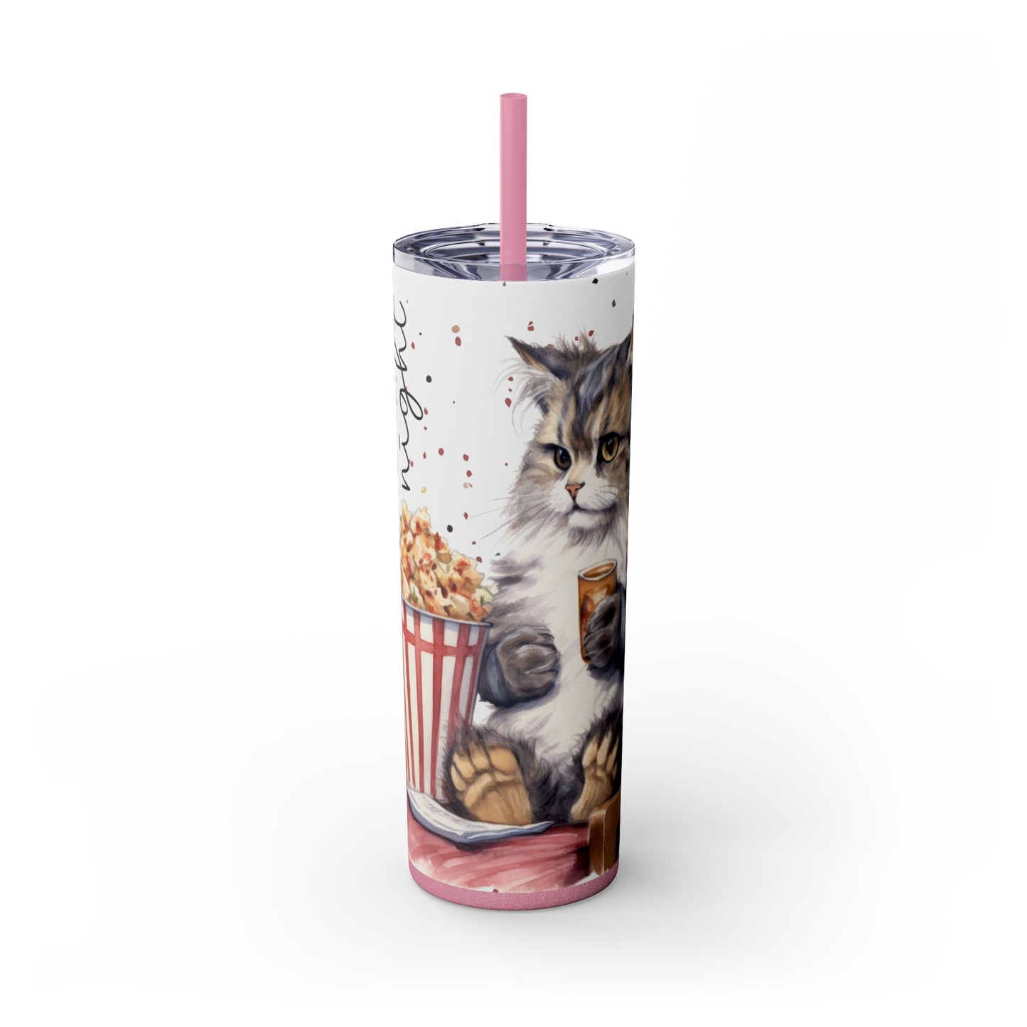 Funny Cat Movie Night Tumbler – Cozy Popcorn & Drink Cup - Sippincity