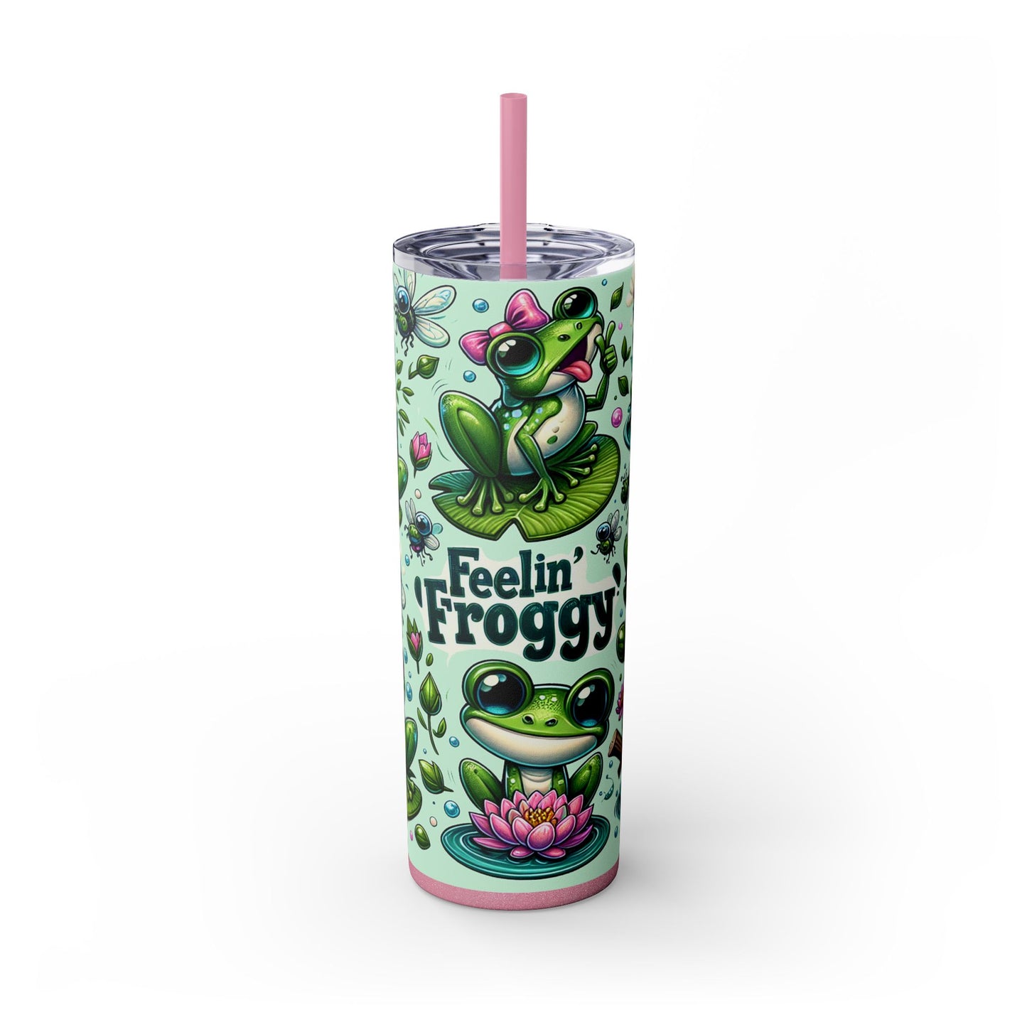 Cute Froggy Tumbler for Frog Fans – 20oz Skinny Cup with Straw
