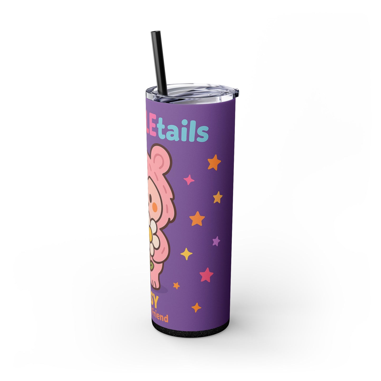 Daisy the Flower Friend | Wobbletails 20oz Skinny Purple Floral Kawaii Tumbler with Straw