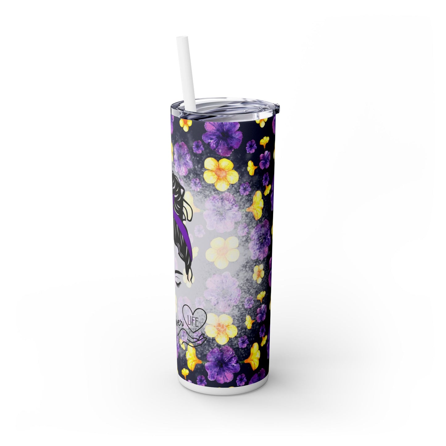 Caregiver Life 20 oz Skinny Tumbler – Messy Bun Design for Long Shifts - Sippincity