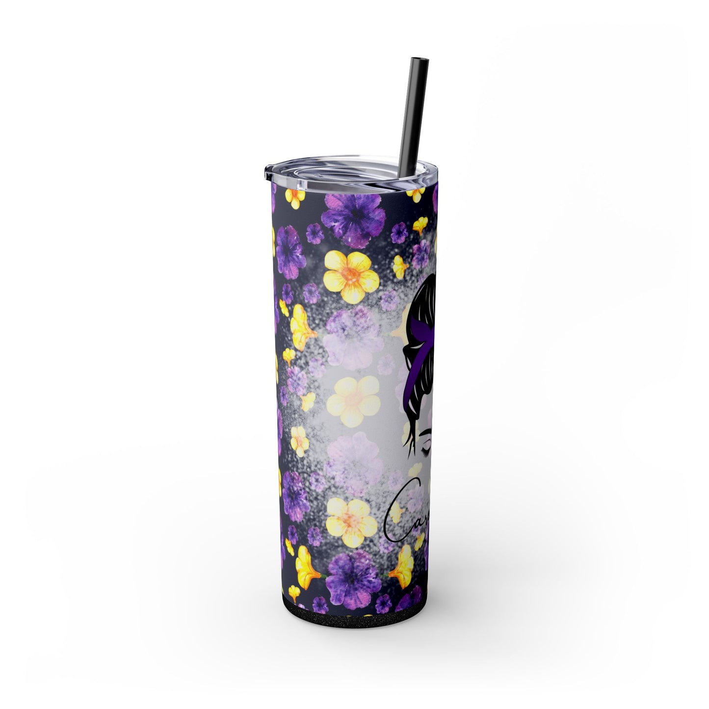 Caregiver Life 20 oz Skinny Tumbler – Messy Bun Design for Long Shifts - Sippincity