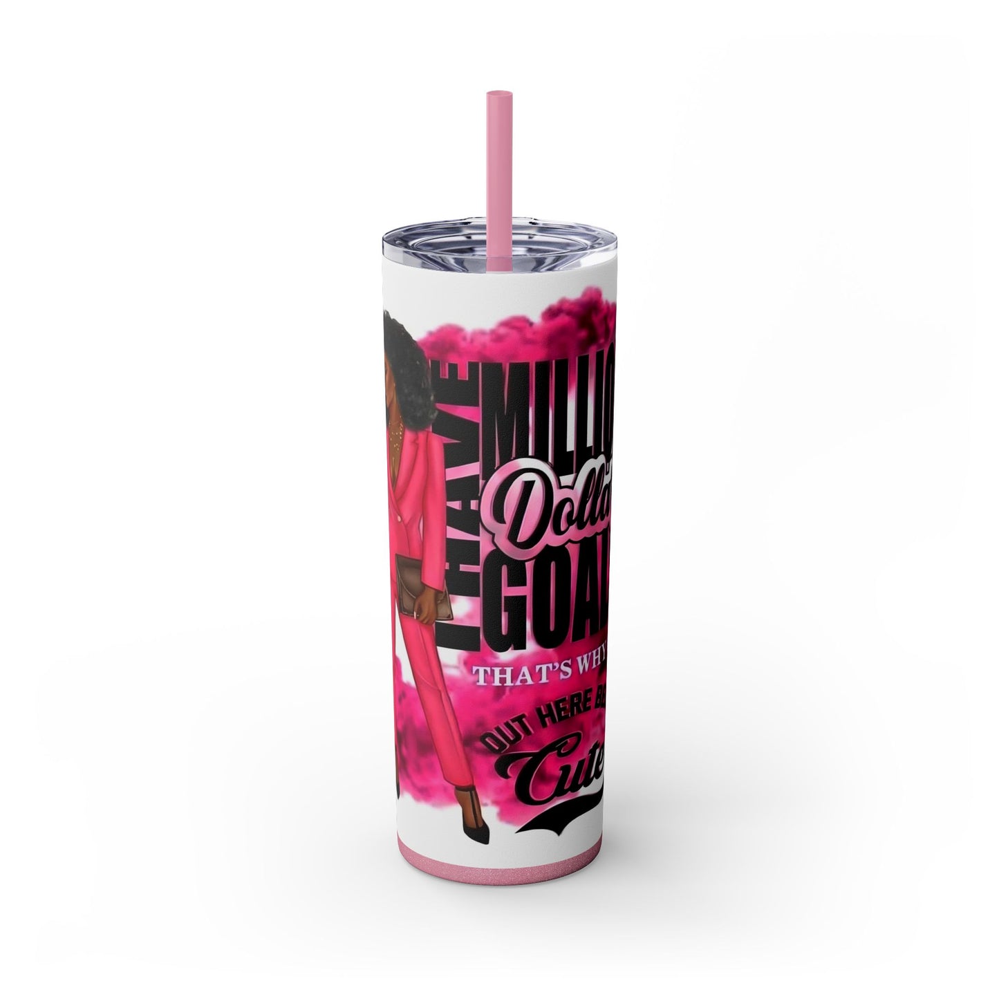 Afro Boss Babe Pink Tumbler - Million Dollar Goals Motivation - Sippincity