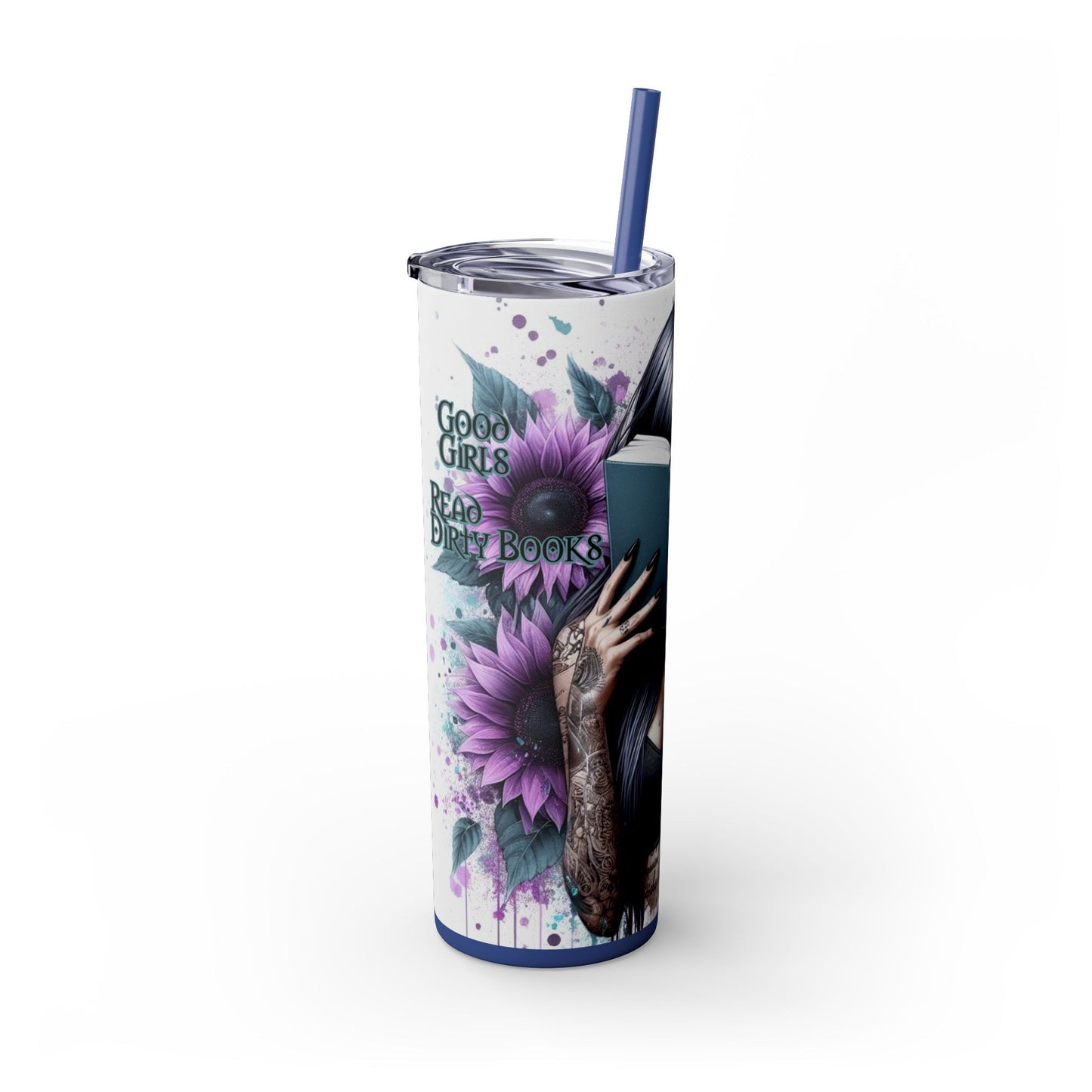 Good Girls Read Skinny Tumbler with Straw - 20oz Floral Design for Book Lovers - Sippincity
