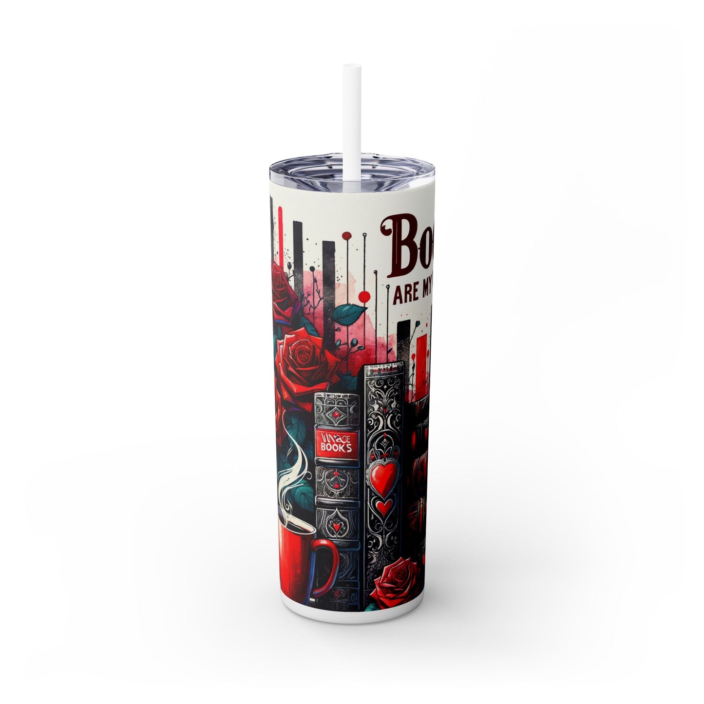 Romantic Book-Themed 20 oz Tumbler – Books Are My Valentine - Sippincity