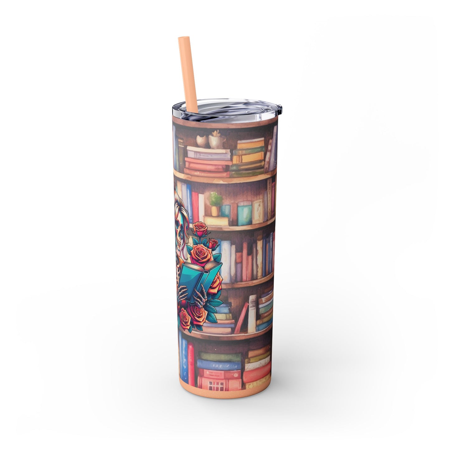 Funny Book Lover Tumbler – “I Don’t Watch Porn, I Read It” Skeleton & Bookshelf - Sippincity