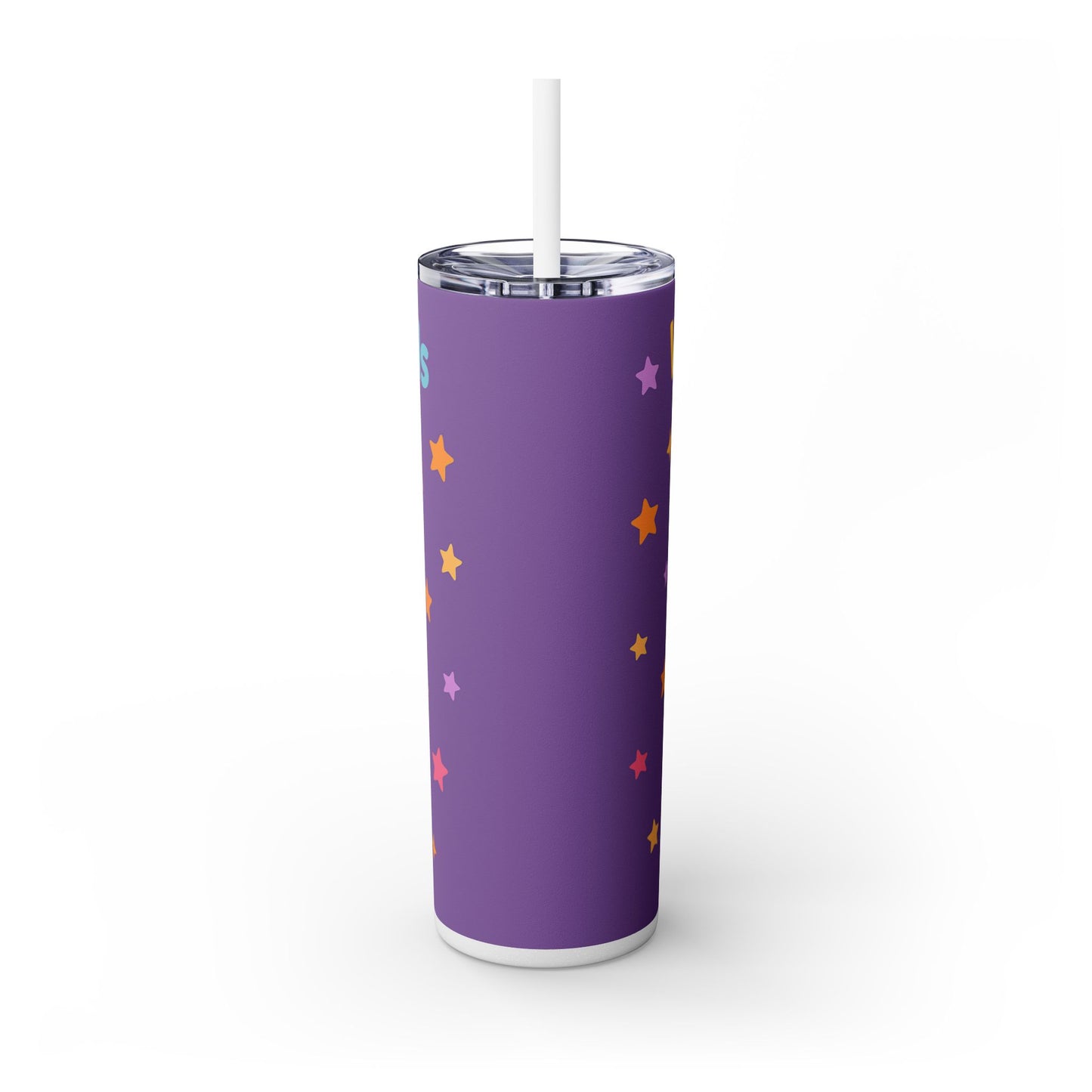 Daisy the Flower Friend | Wobbletails 20oz Skinny Purple Floral Kawaii Tumbler with Straw