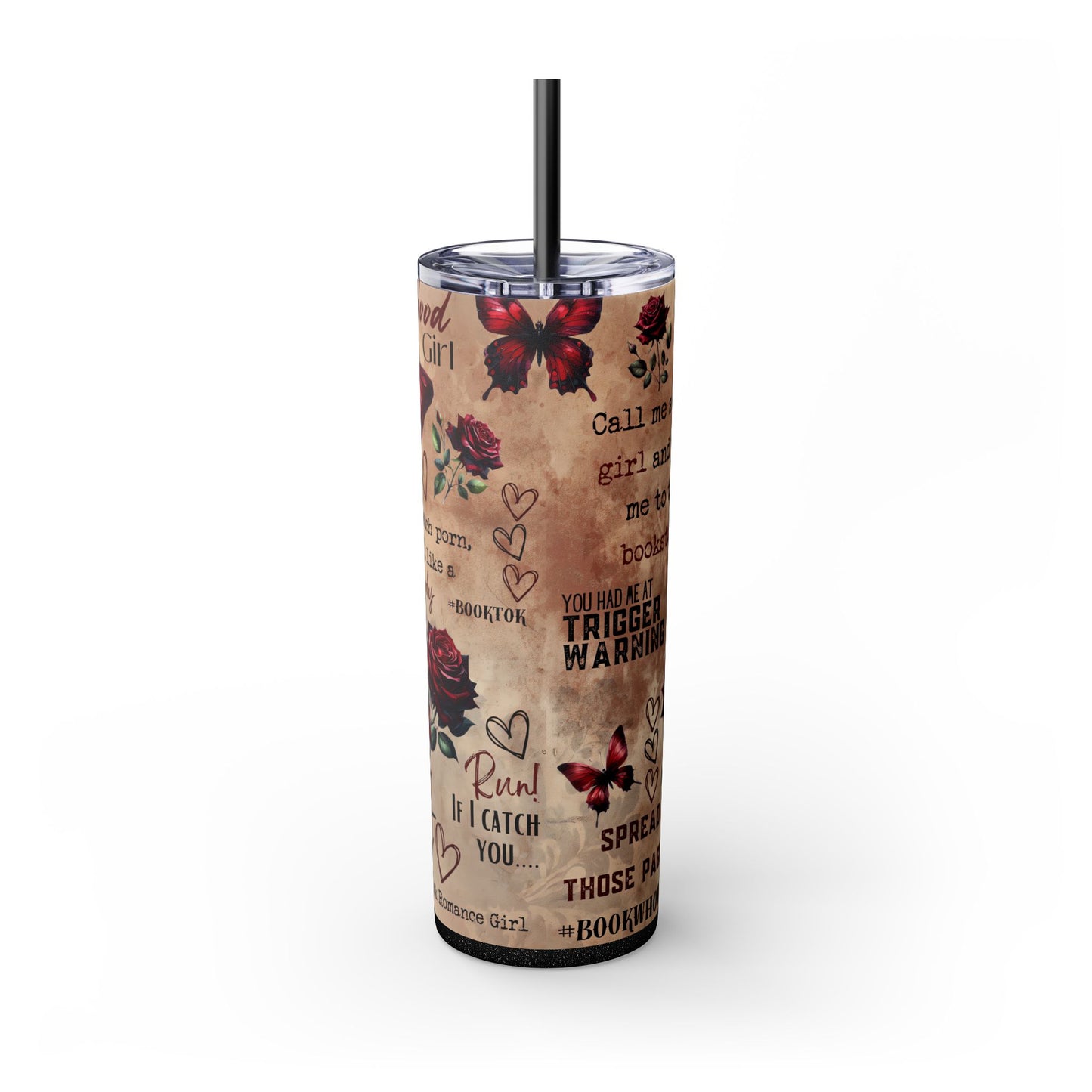 Dark Romance Reader Tumbler - 20 oz Skinny Insulated Cup for Book Lovers - Sippincity