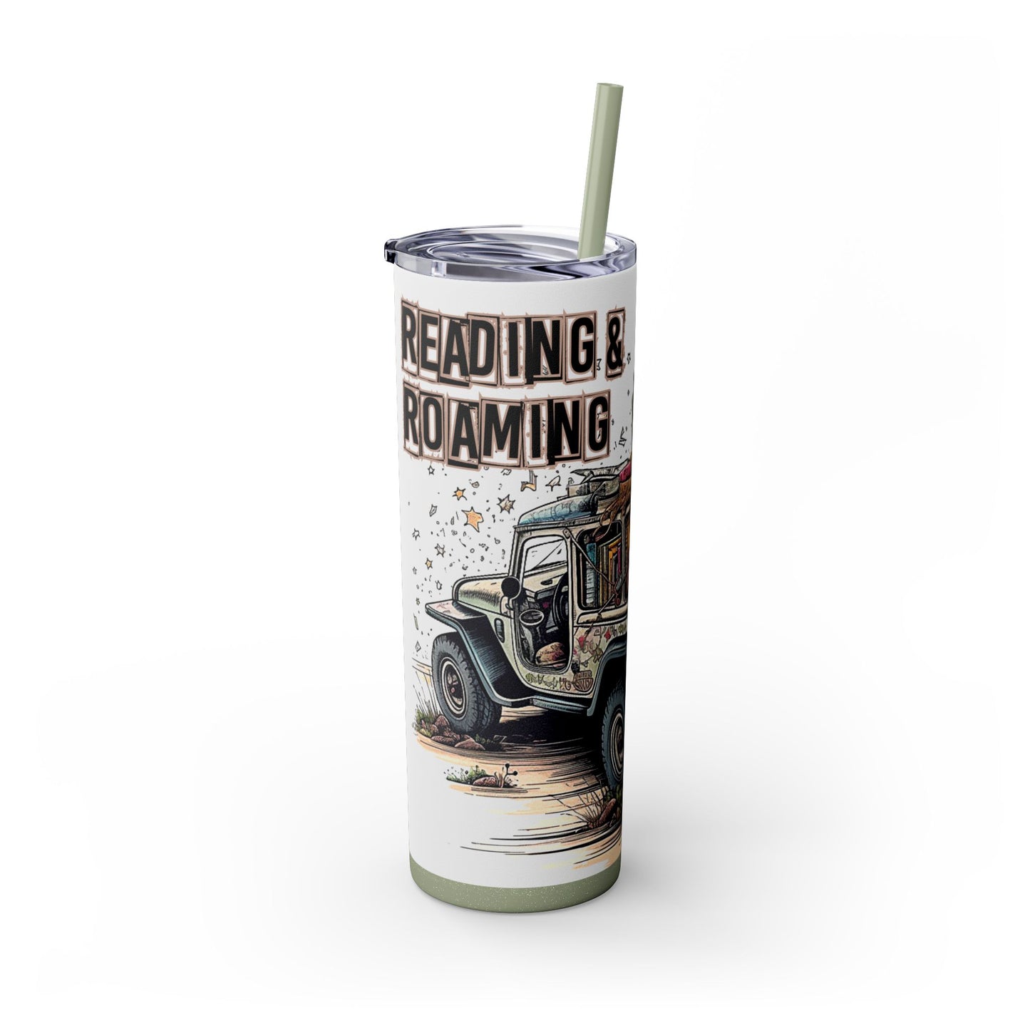 Reading & Roaming Adventure Tumbler – 20oz Skinny Book Lover Cup