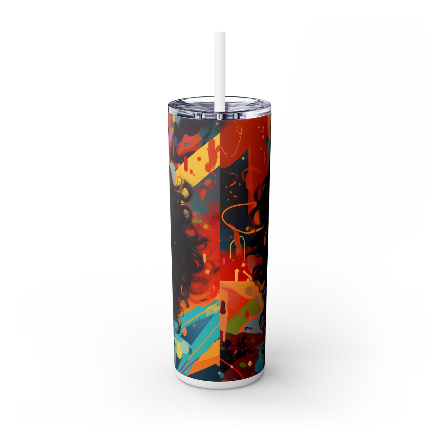 Wonder Warrior 3D Graffiti Tumbler – Black Heroine Street Art Cup, 20 oz - Sippincity
