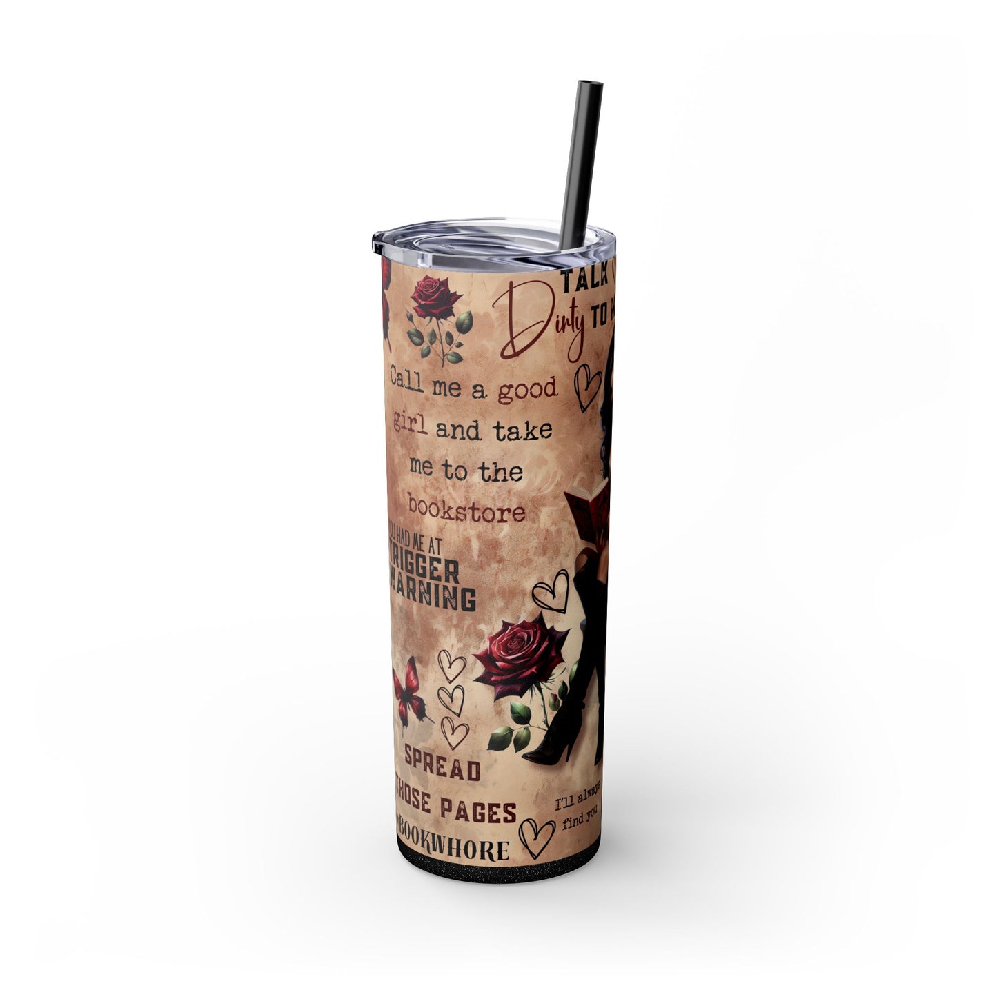 Dark Romance Reader Tumbler - 20 oz Skinny Insulated Cup for Book Lovers - Sippincity