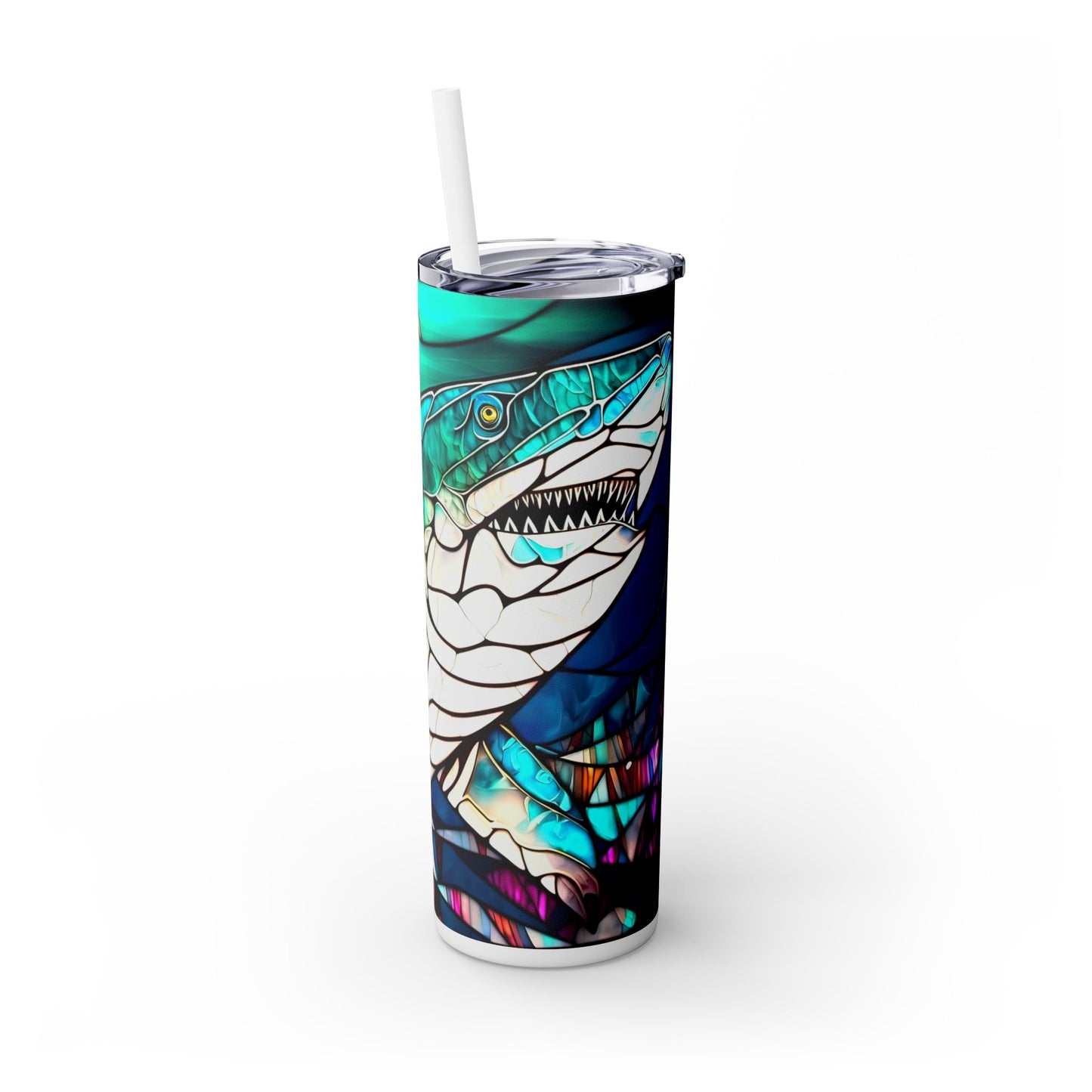 Stained Glass Shark Tumbler - 20oz Ocean Lover Drinkware - Sippincity