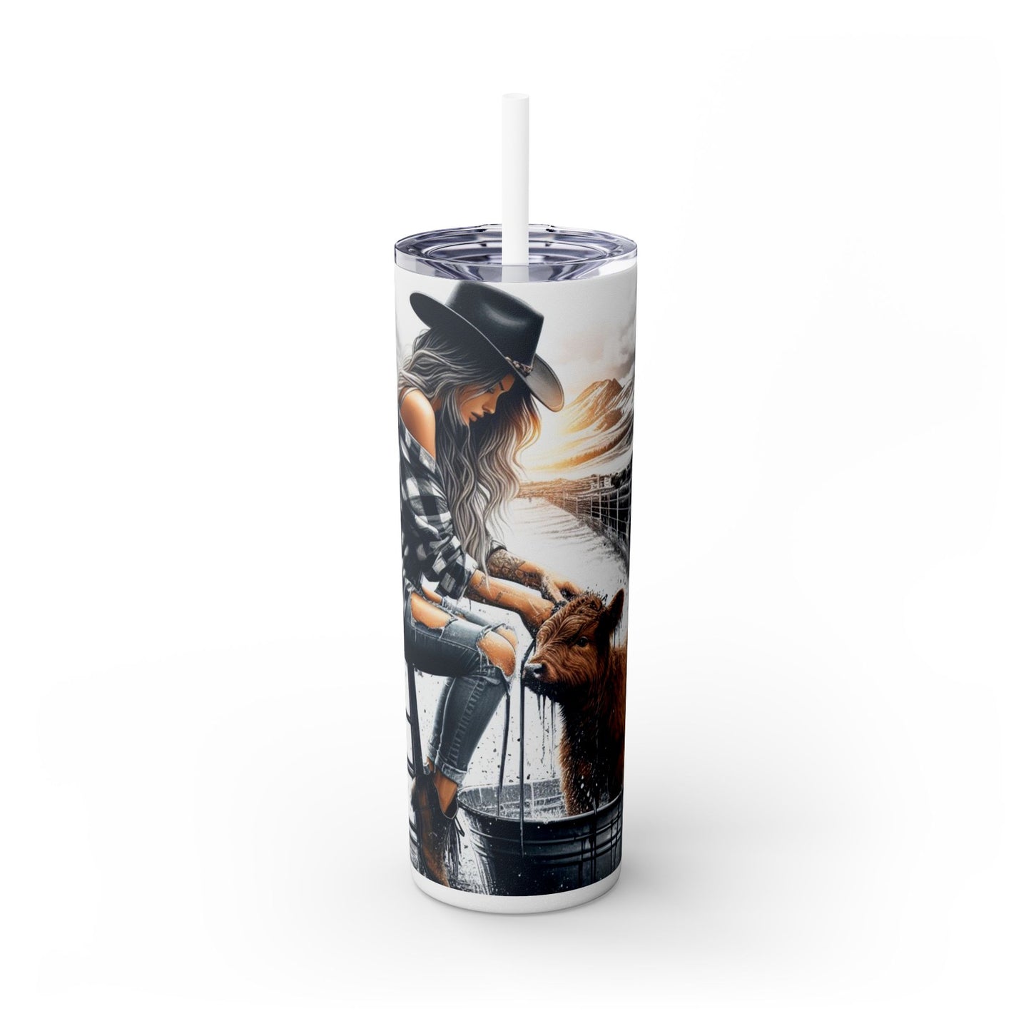 Farm Girl 20 oz Tumbler – Cute Highland Cow Coffee Cup for Western Women - Sippincity