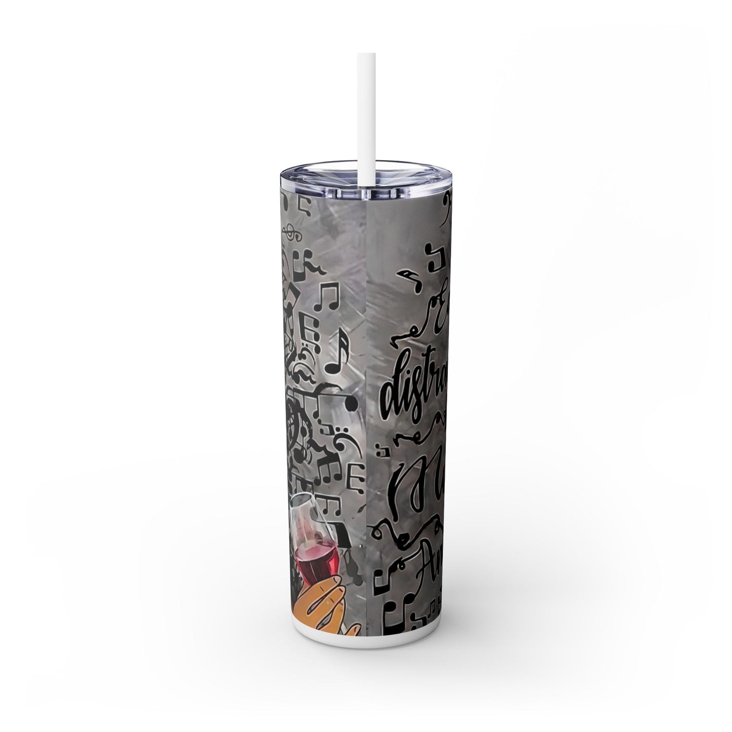 Easily Distracted by Music and Wine Tumbler – 20oz Insulated Cup for Music & Wine Lovers - Sippincity