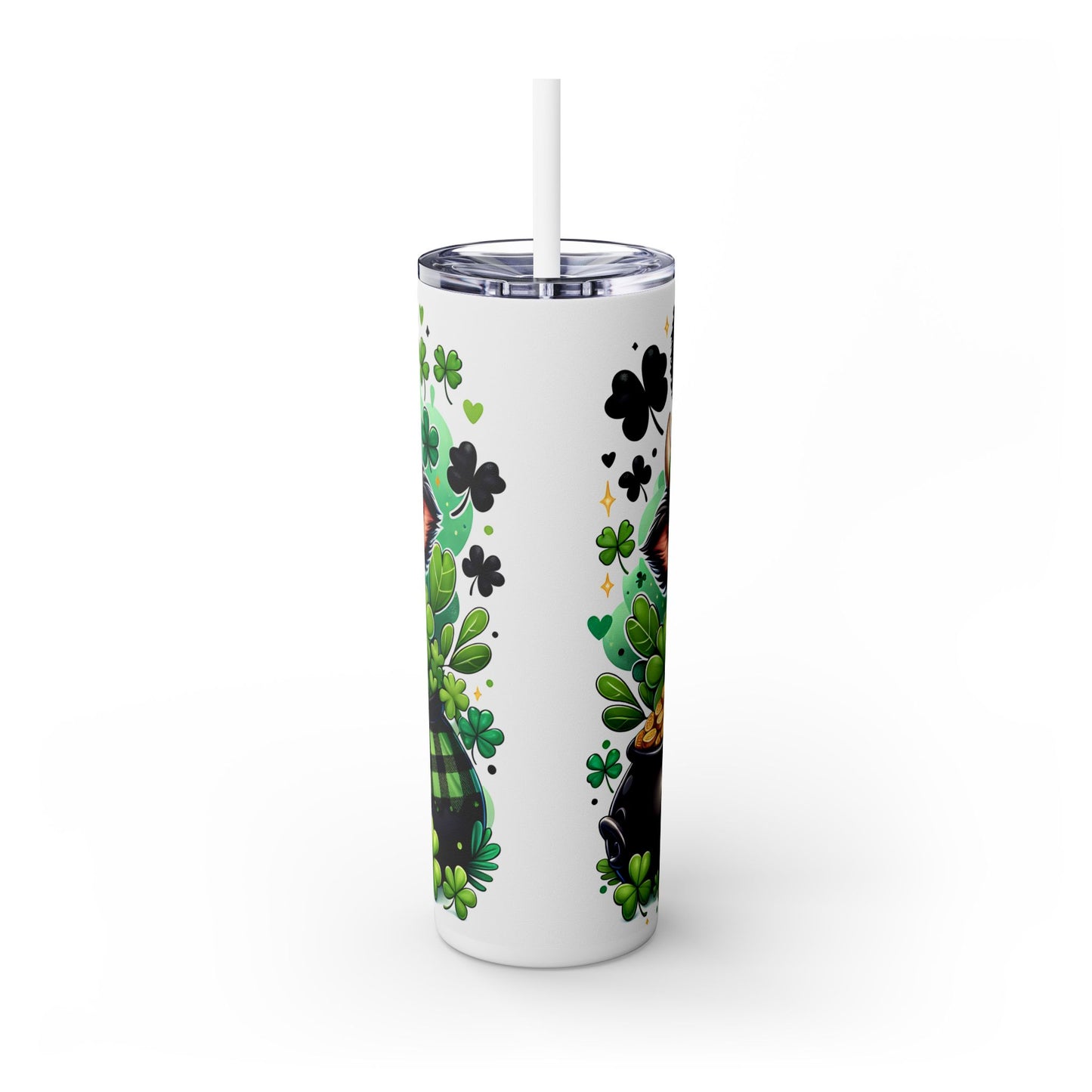Highland Cow Shamrock 20 oz Skinny Tumbler – Lucky Farm Animal Cup - Sippincity