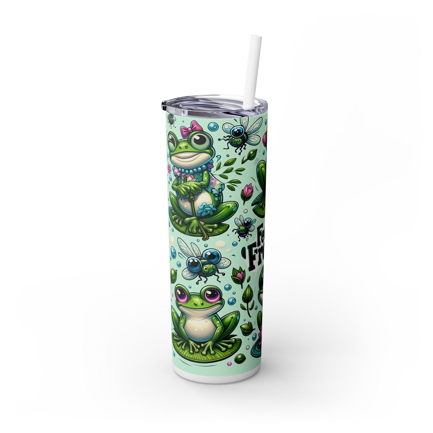 Cute Froggy Tumbler for Frog Fans – 20oz Skinny Cup with Straw