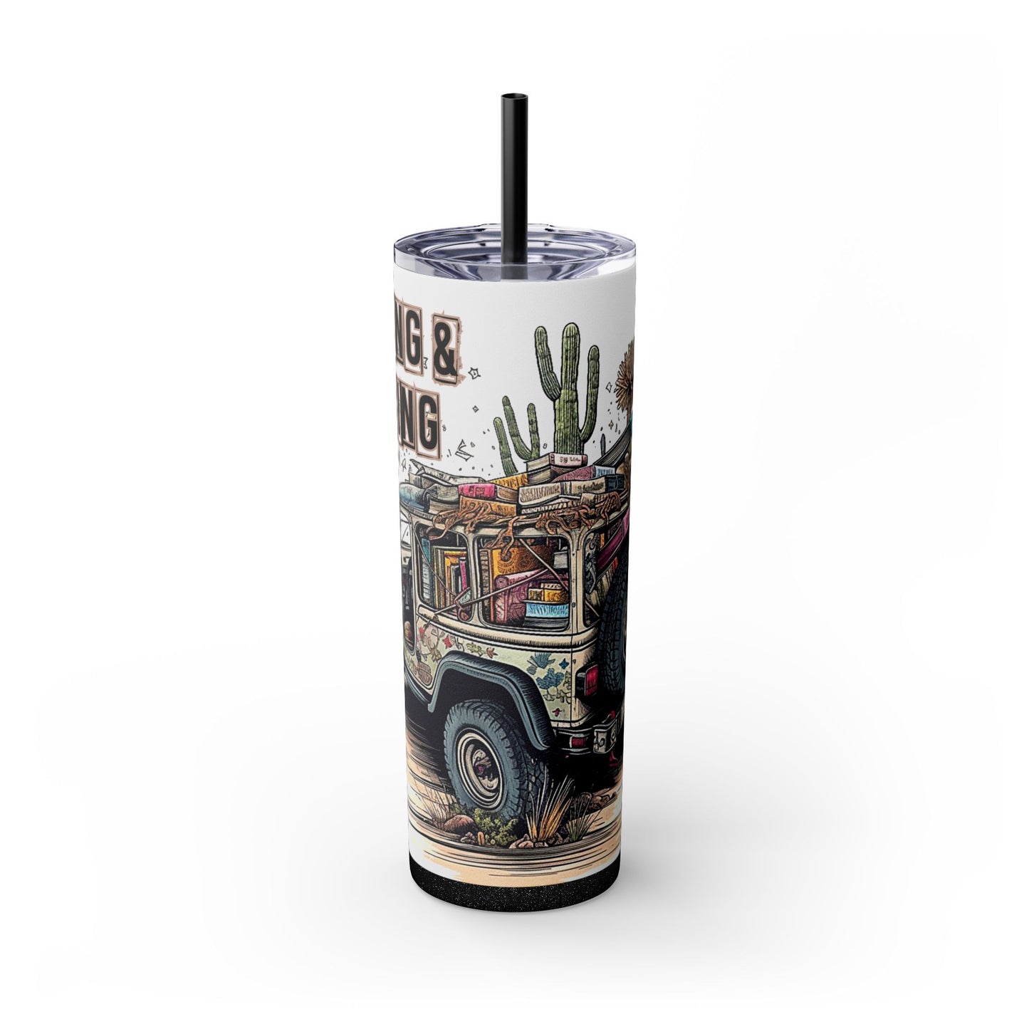 Reading & Roaming Adventure Tumbler – 20oz Skinny Book Lover Cup