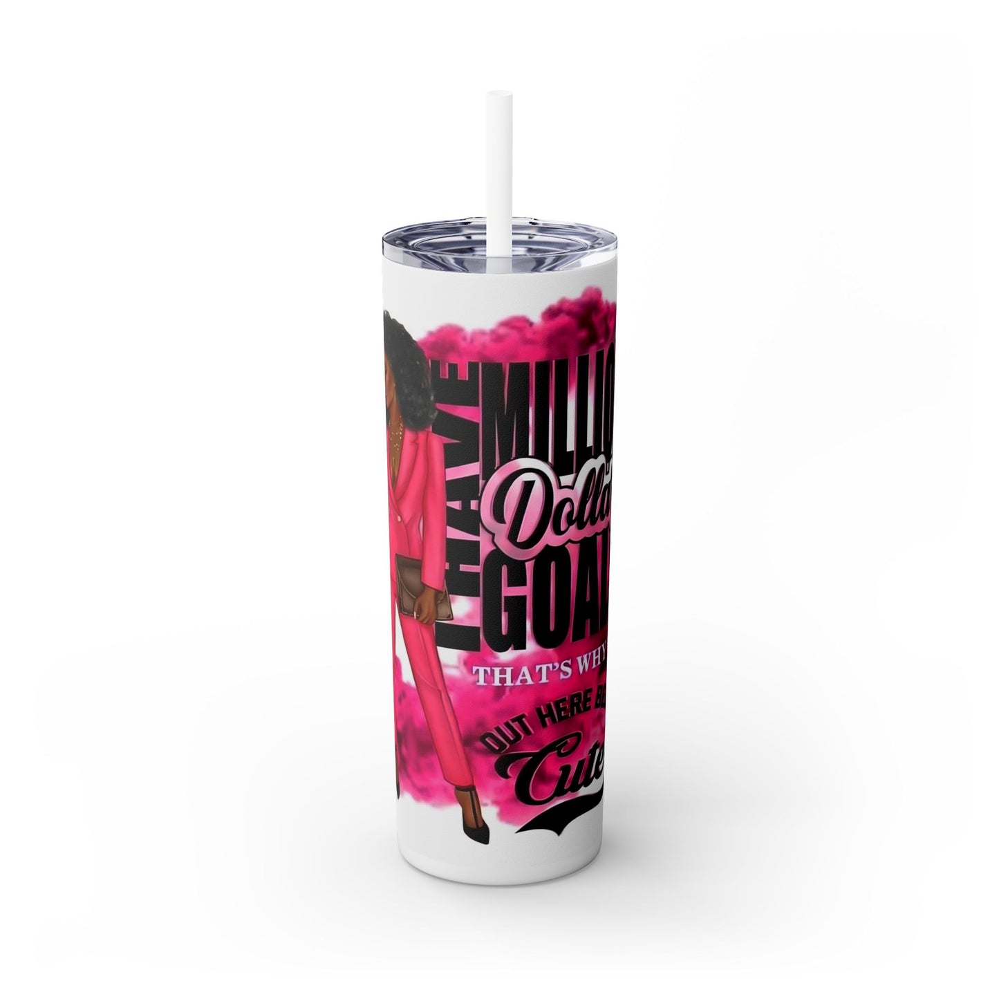Afro Boss Babe Pink Tumbler - Million Dollar Goals Motivation - Sippincity
