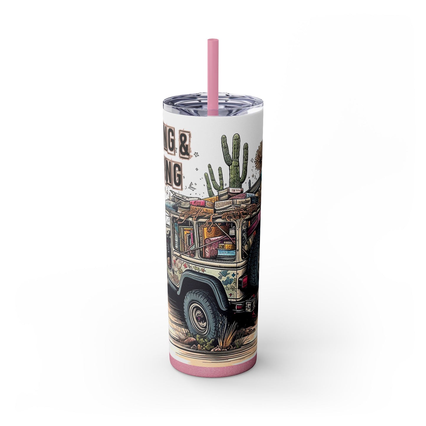 Reading & Roaming Adventure Tumbler – 20oz Skinny Book Lover Cup