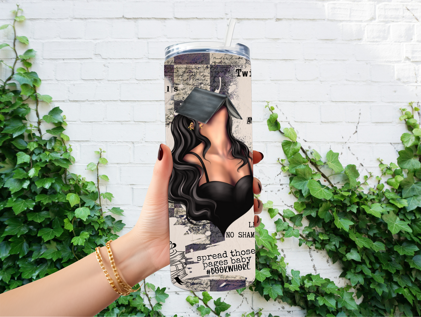 Funny Spicy Romance Reader Gift Tumbler with Quote and Curvy Woman Illustration