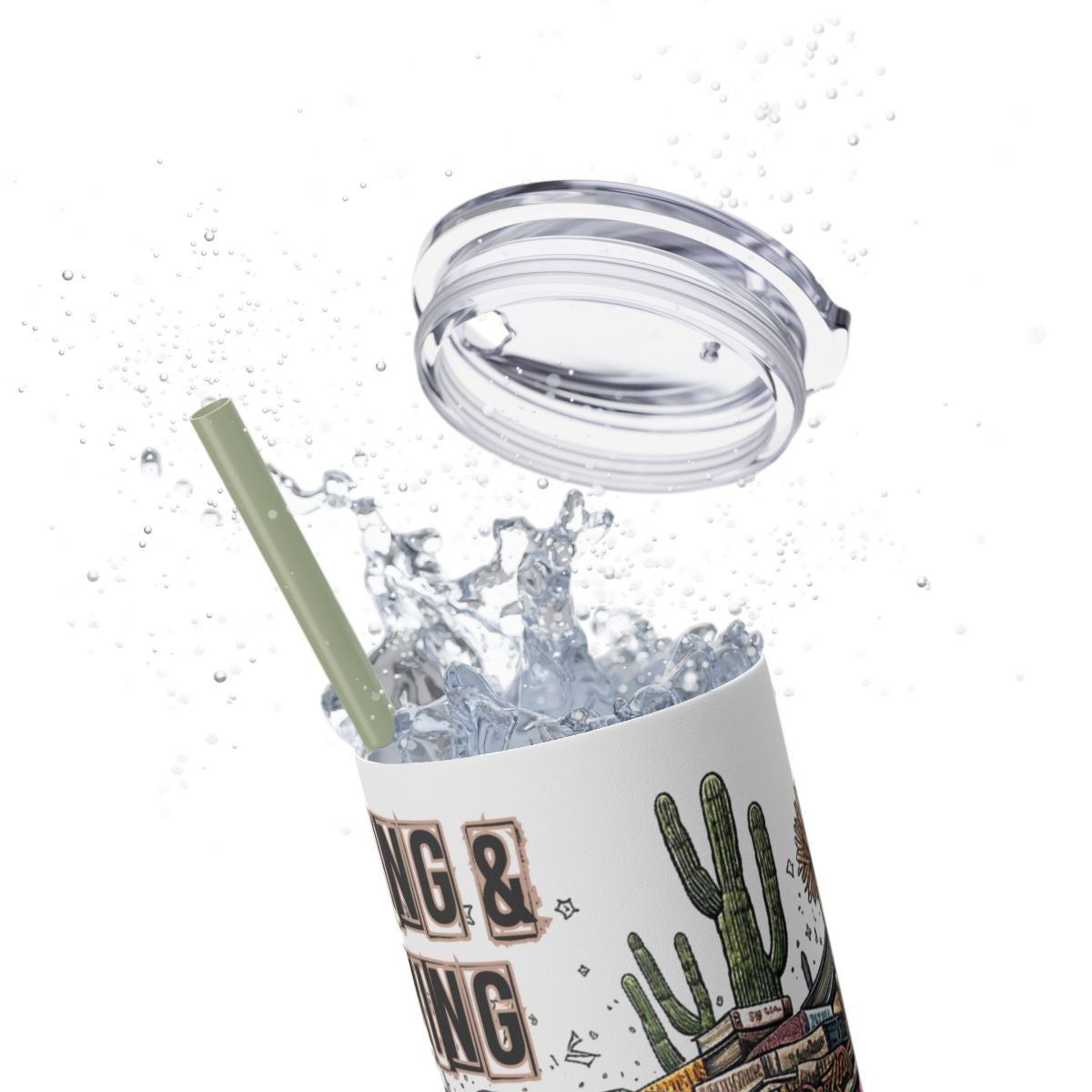 Reading & Roaming Adventure Tumbler – 20oz Skinny Book Lover Cup