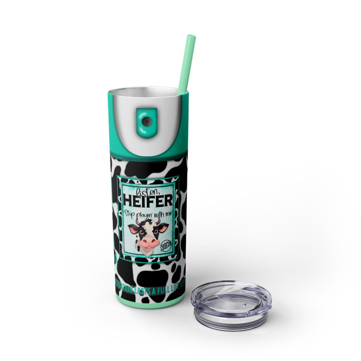 Listen Heifer 20 oz Skinny Tumbler – Funny Cow Print Cup, Sassy Farm Gift, Western Country Drinkware - Sippincity