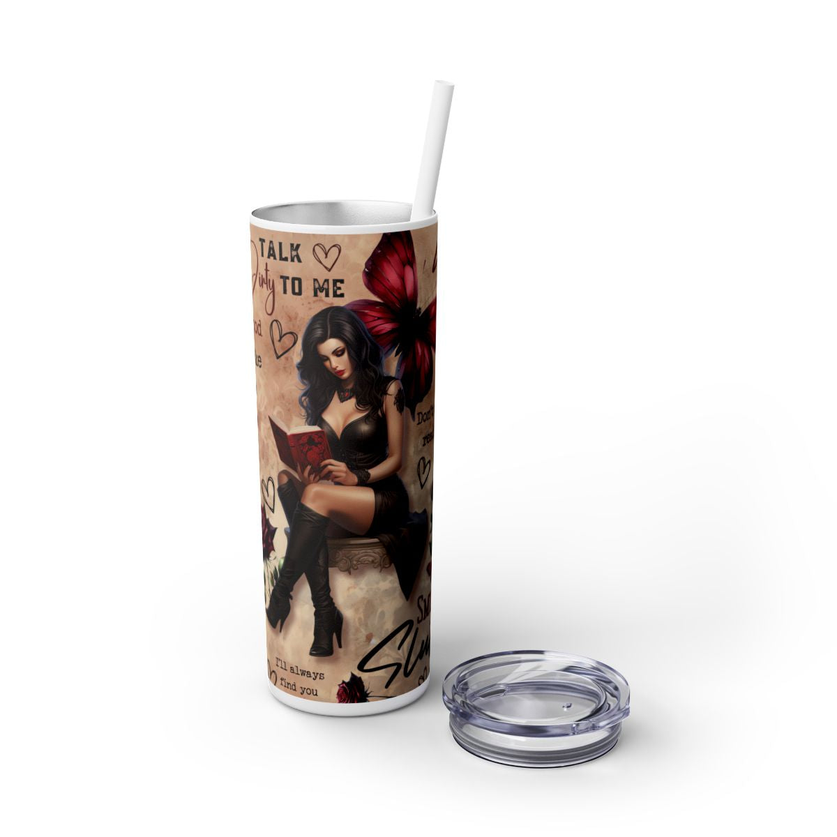 Dark Romance Reader Tumbler - 20 oz Skinny Insulated Cup for Book Lovers - Sippincity