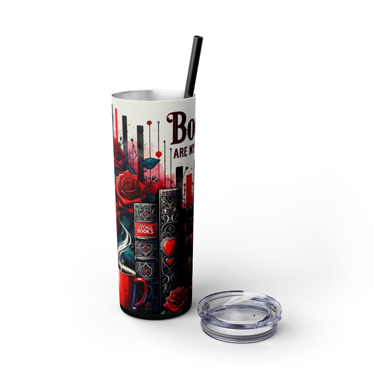 Romantic Book-Themed 20 oz Tumbler – Books Are My Valentine - Sippincity