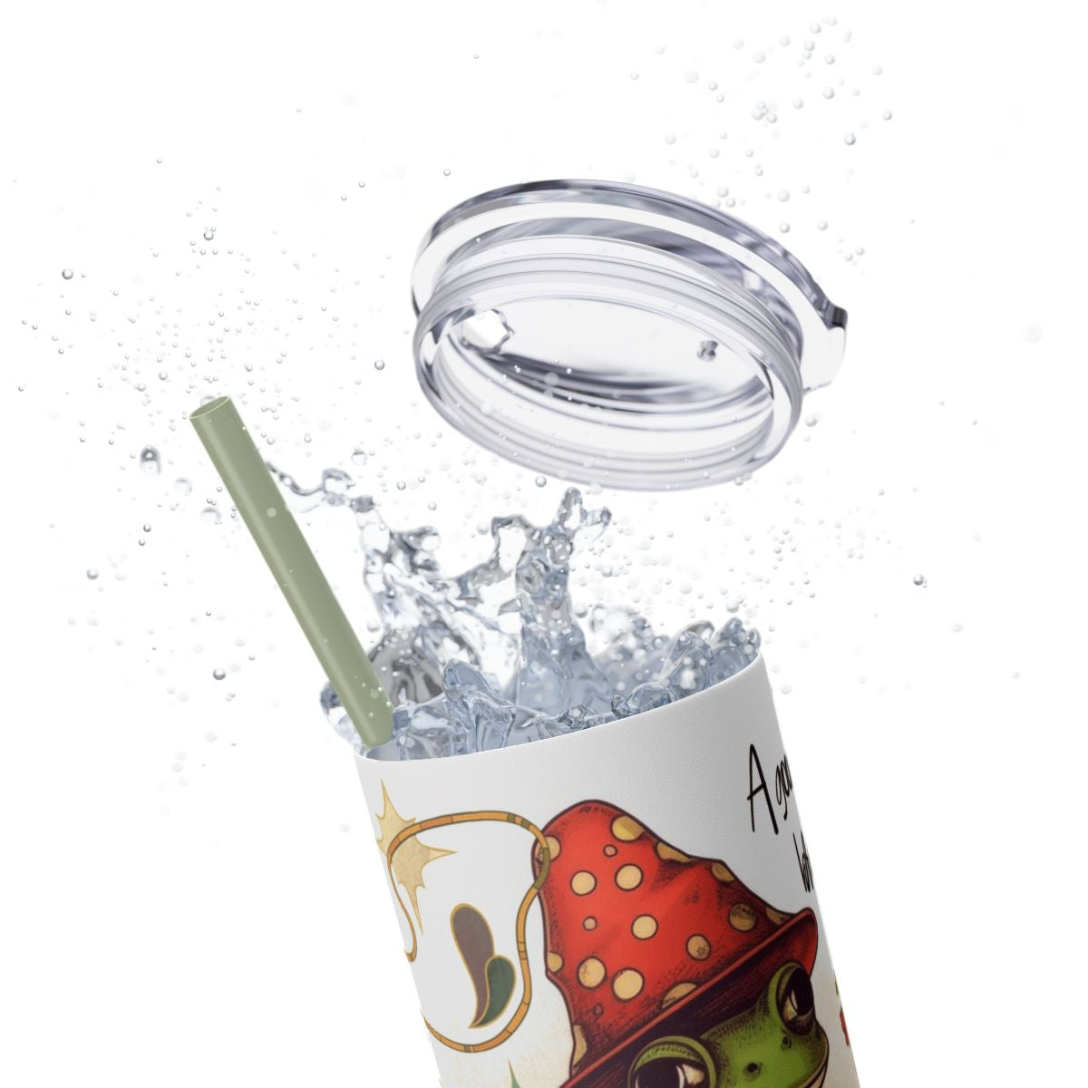 Cozy Frog Book Stack Coffee Tumbler – 20 oz Skinny Cup for Bookworms - Sippincity