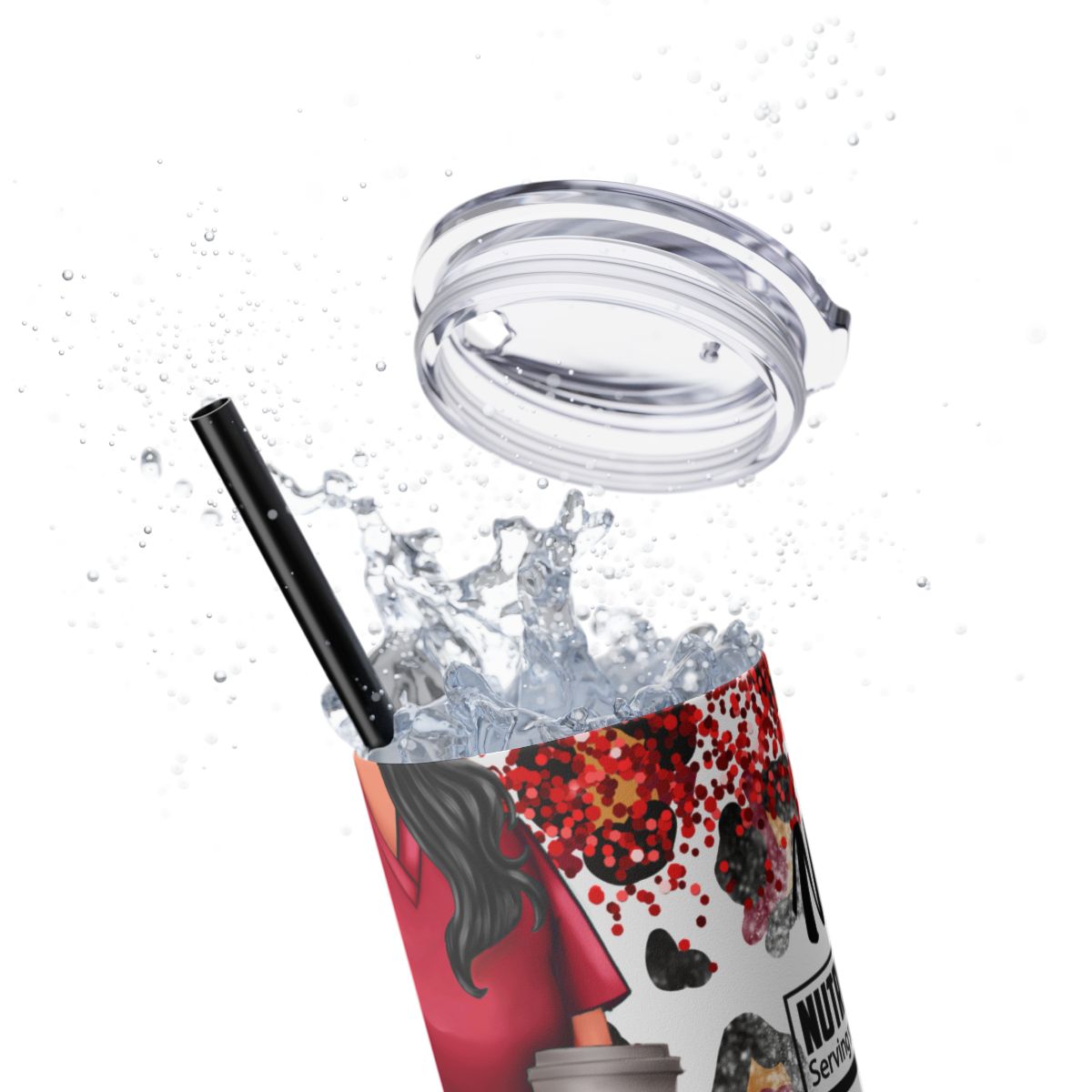 Funny Red Nurse Tumbler – 20 oz Skinny Insulated Cup with Leopard Glitter & Nutritional Facts - Sippincity