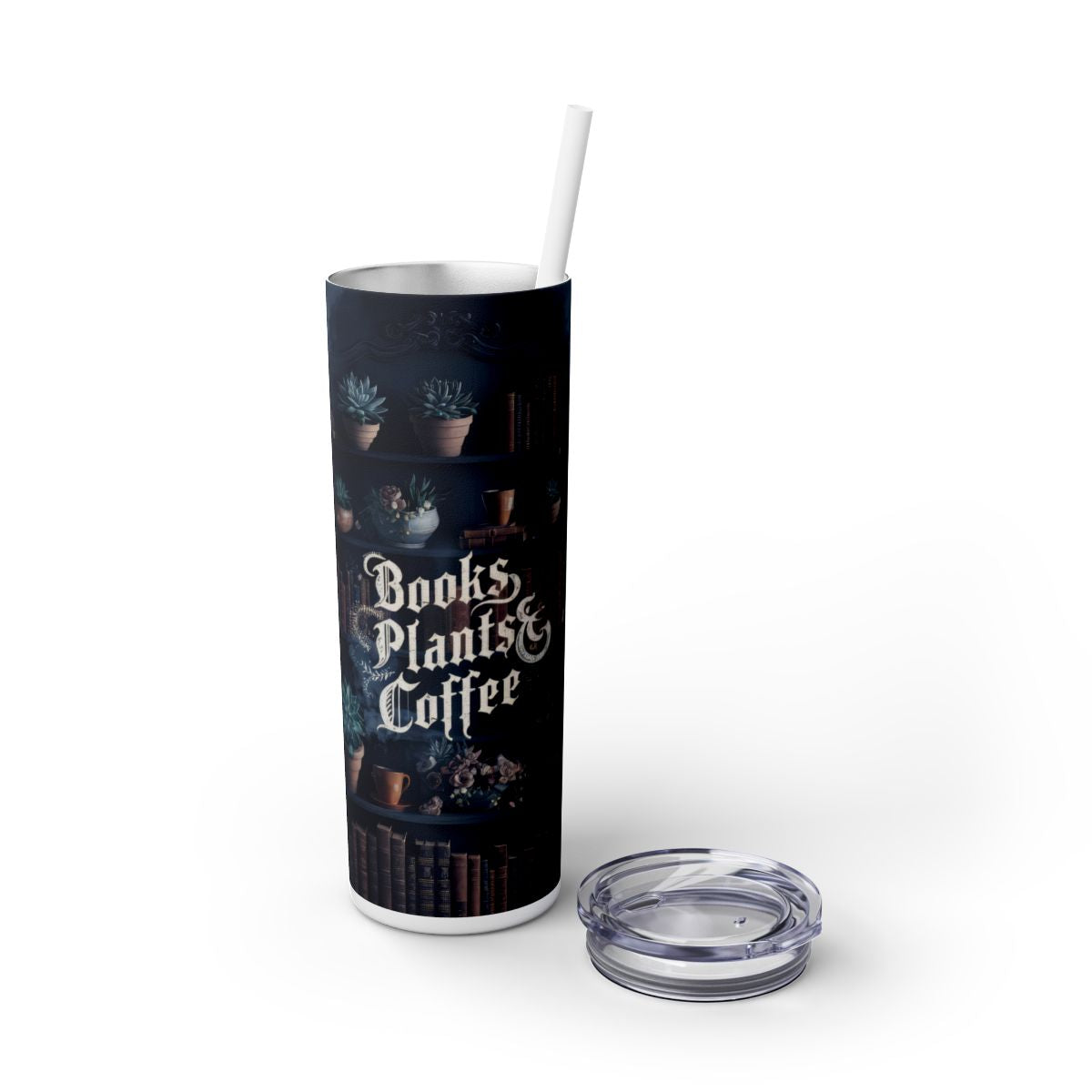 Books Plants Coffee 20oz Skinny Tumbler with Straw - Sippincity