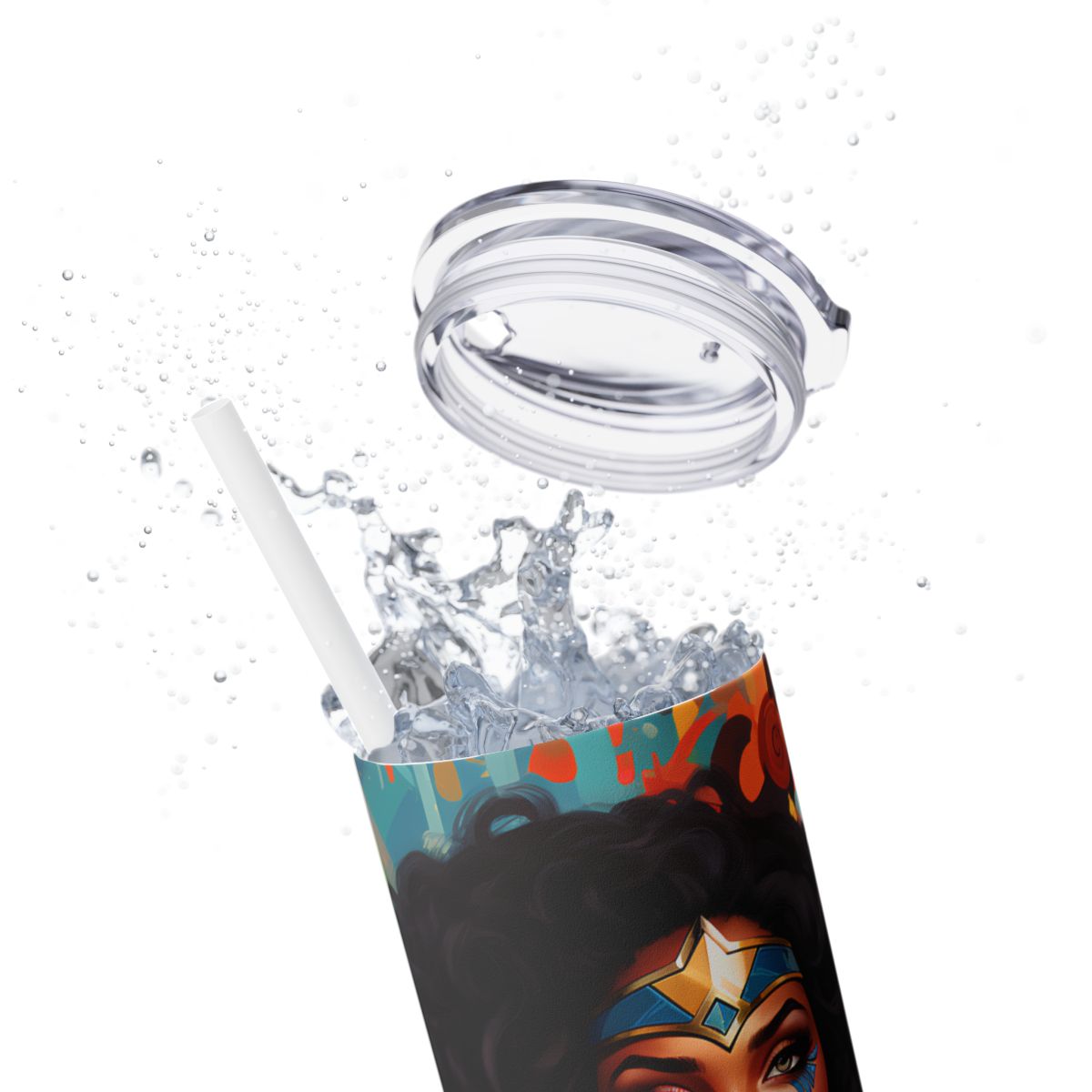 Wonder Warrior 3D Graffiti Tumbler – Black Heroine Street Art Cup, 20 oz - Sippincity