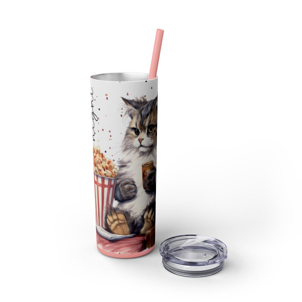 Funny Cat Movie Night Tumbler – Cozy Popcorn & Drink Cup - Sippincity