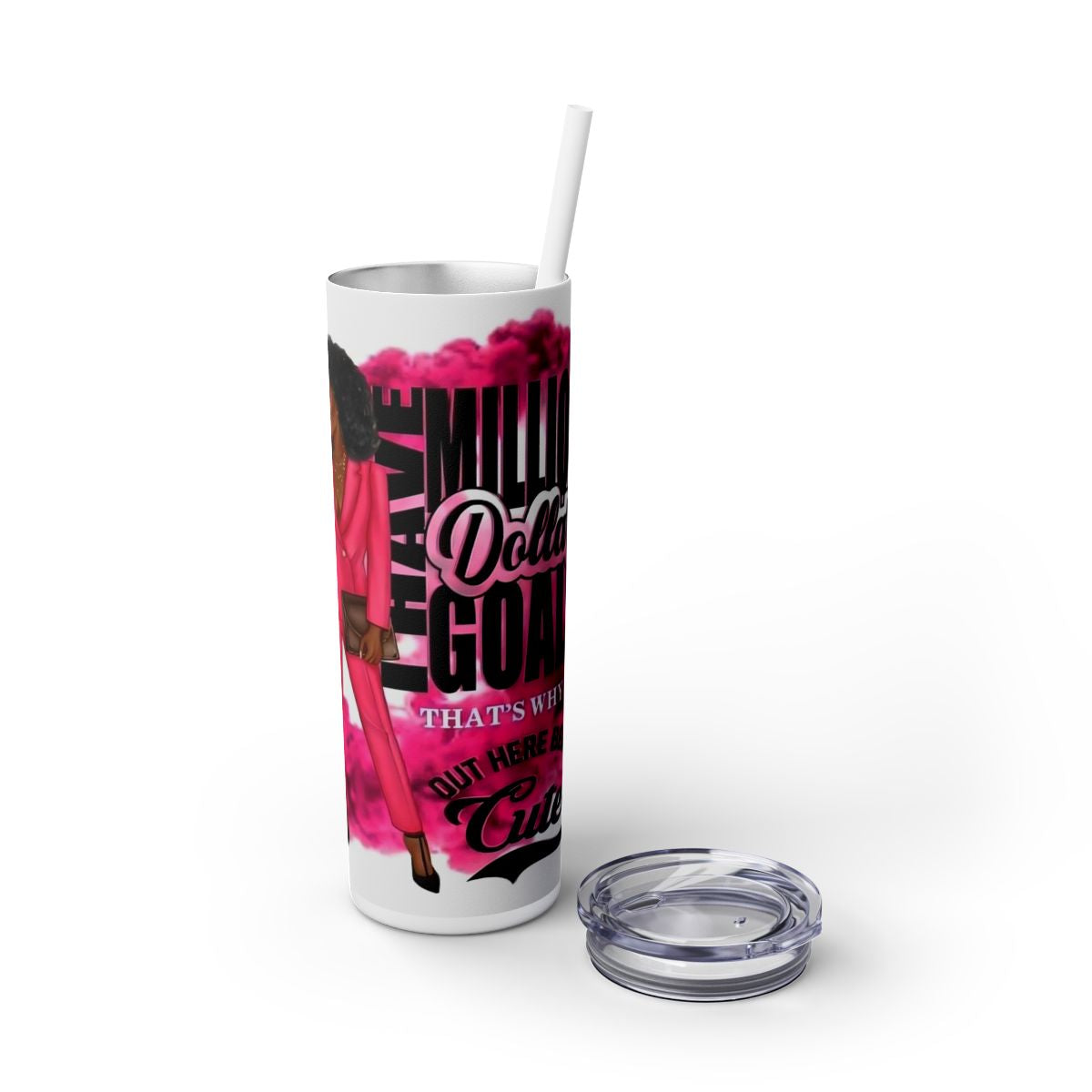 Afro Boss Babe Pink Tumbler - Million Dollar Goals Motivation - Sippincity